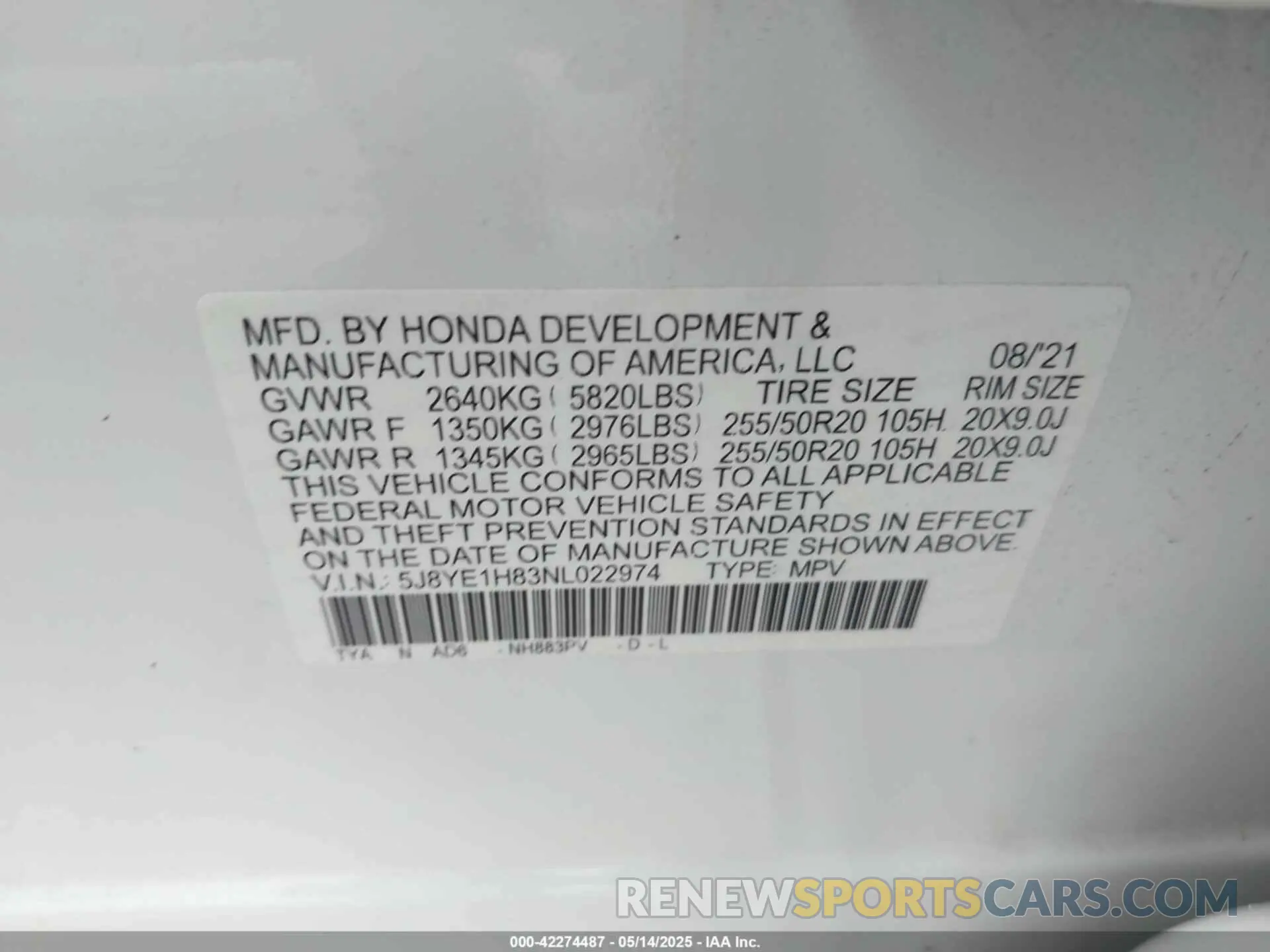 9 Фотография поврежденного автомобиля 5J8YE1H83NL022974 ACURA MDX 2022
