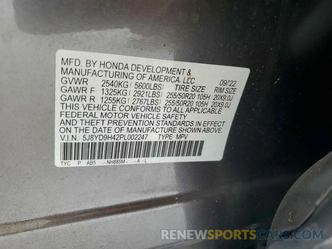 13 Photograph of a damaged car 5J8YD9H42PL002247 ACURA MDX 2023