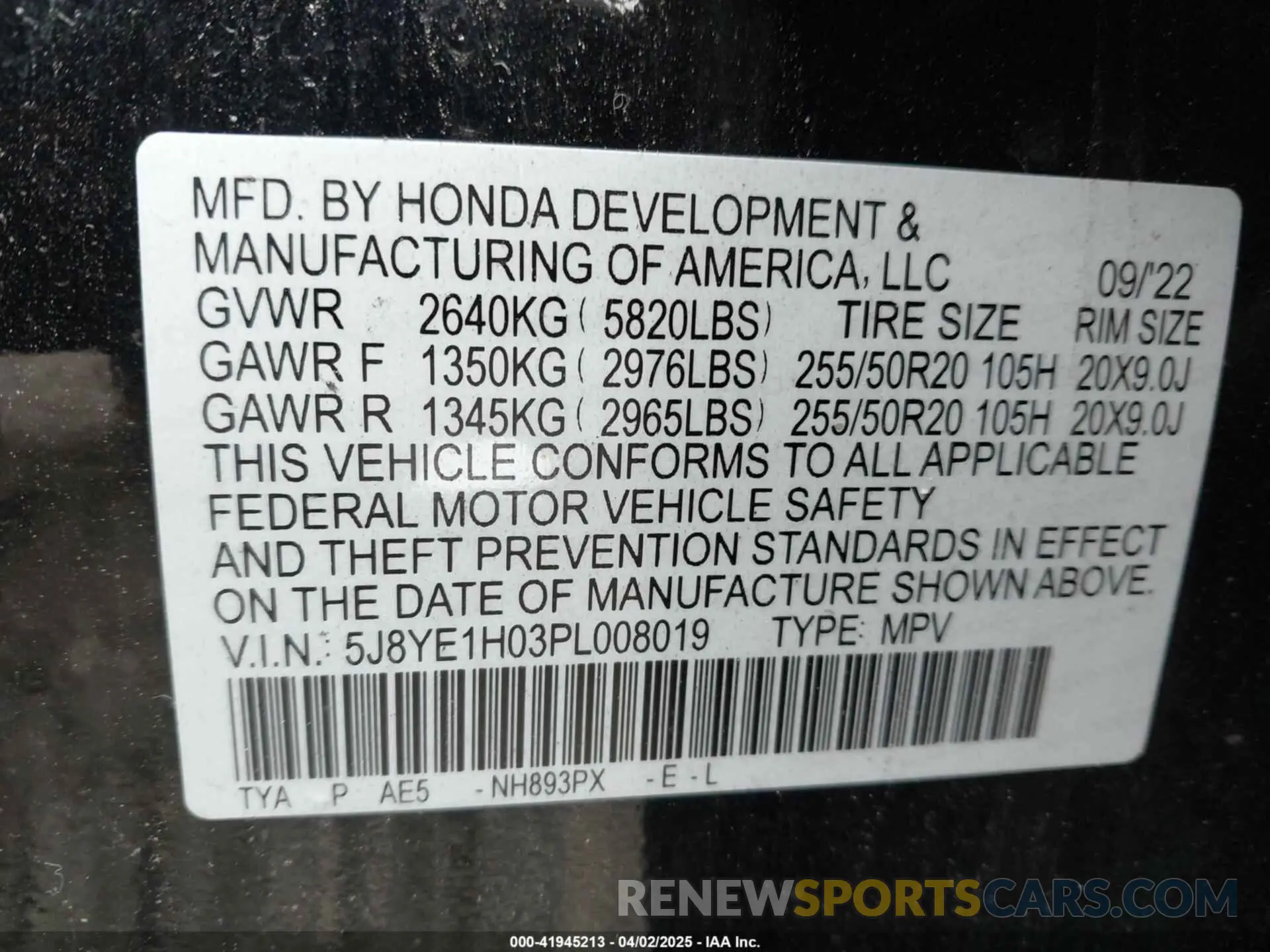 9 Photograph of a damaged car 5J8YE1H03PL008019 ACURA MDX 2023