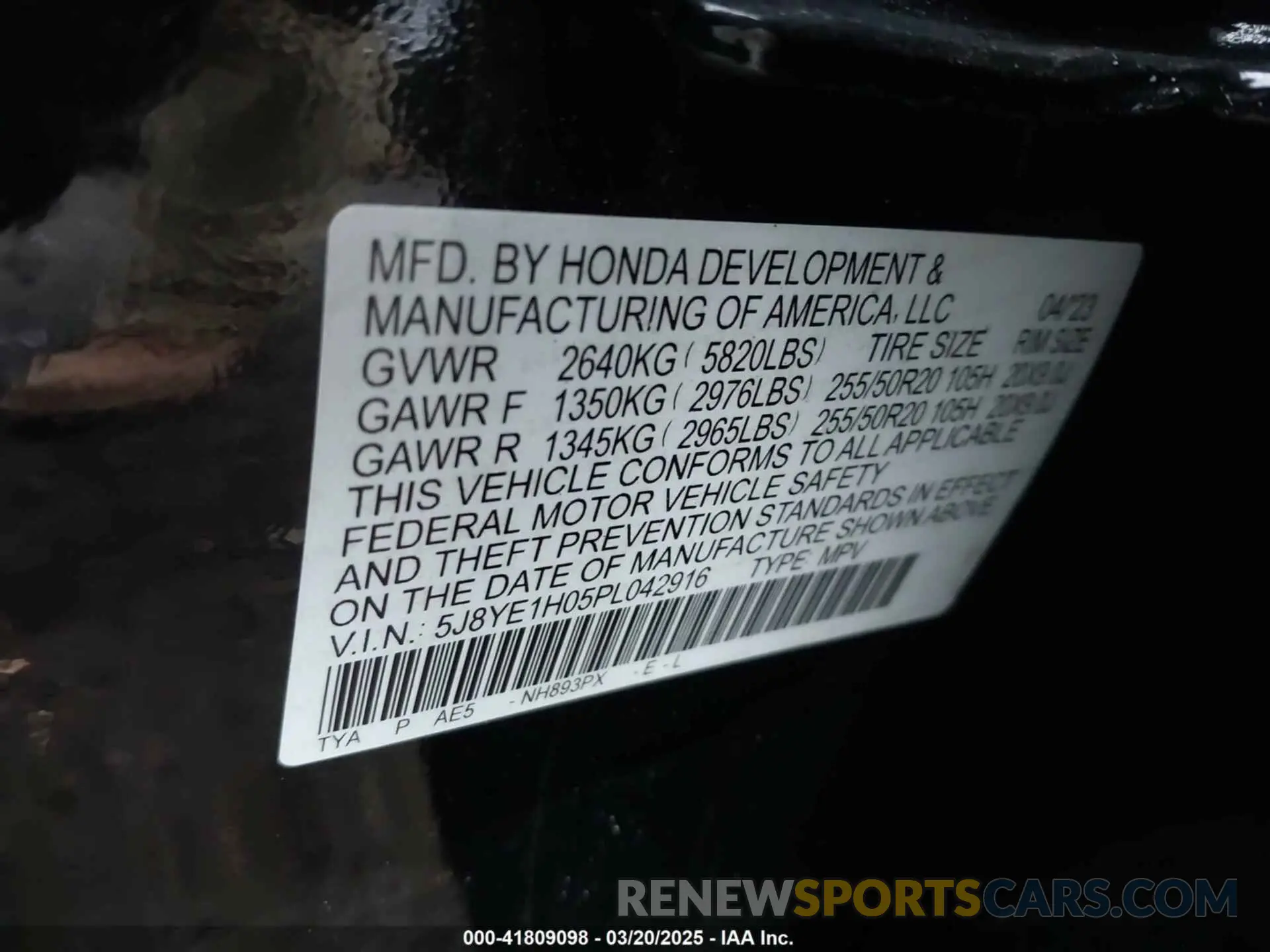 9 Photograph of a damaged car 5J8YE1H05PL042916 ACURA MDX 2023