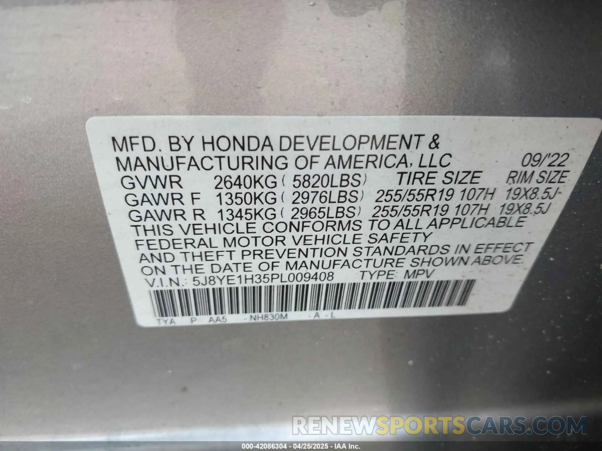 9 Фотография поврежденного автомобиля 5J8YE1H35PL009408 ACURA MDX 2023