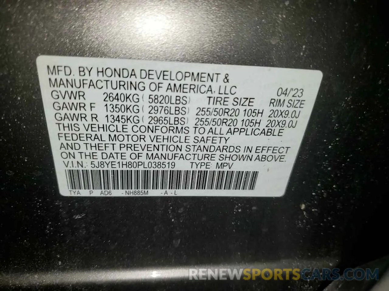 14 Фотография поврежденного автомобиля 5J8YE1H80PL038519 ACURA MDX 2023