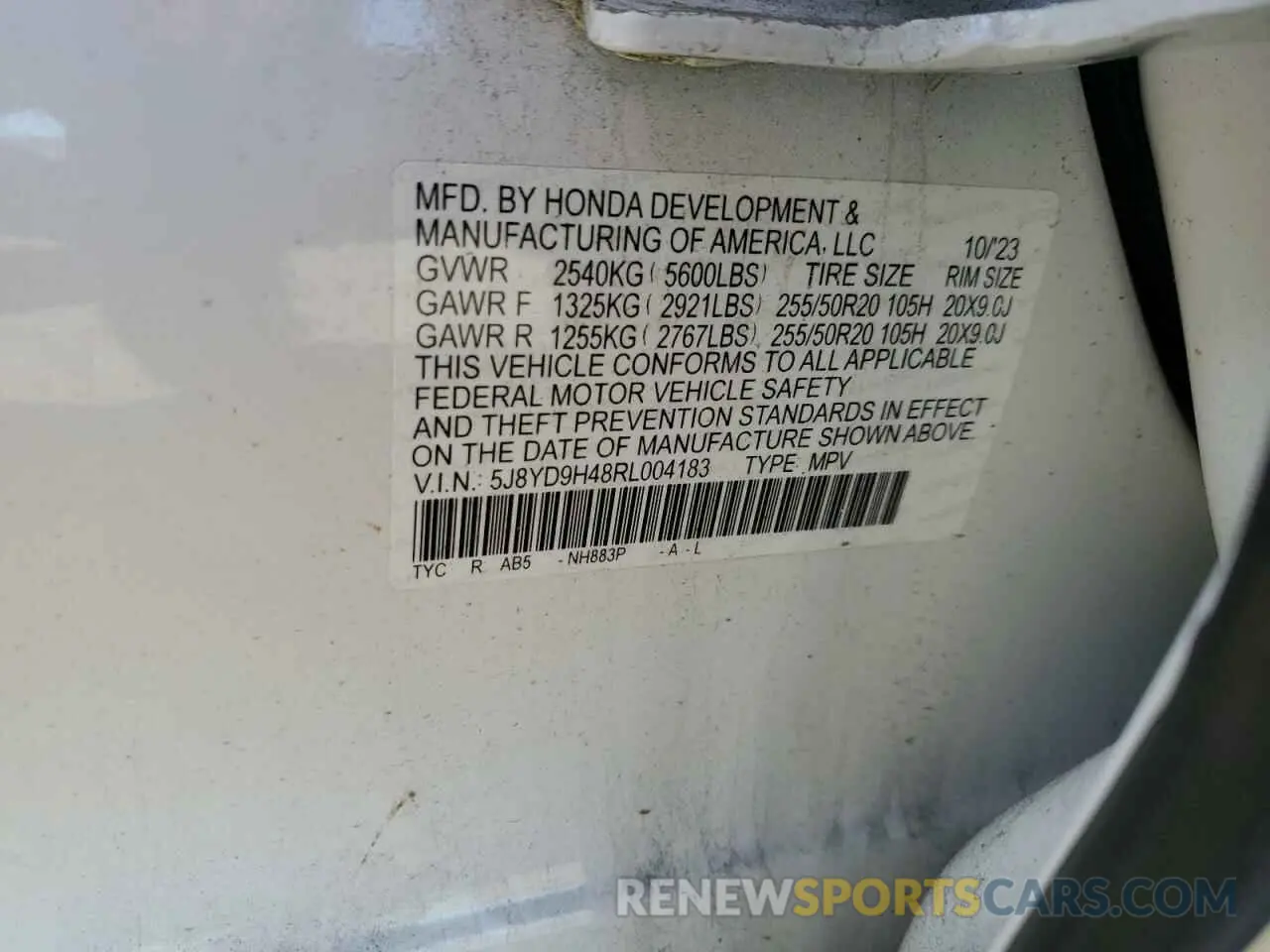 15 Photograph of a damaged car 5J8YD9H48RL004183 ACURA MDX 2024