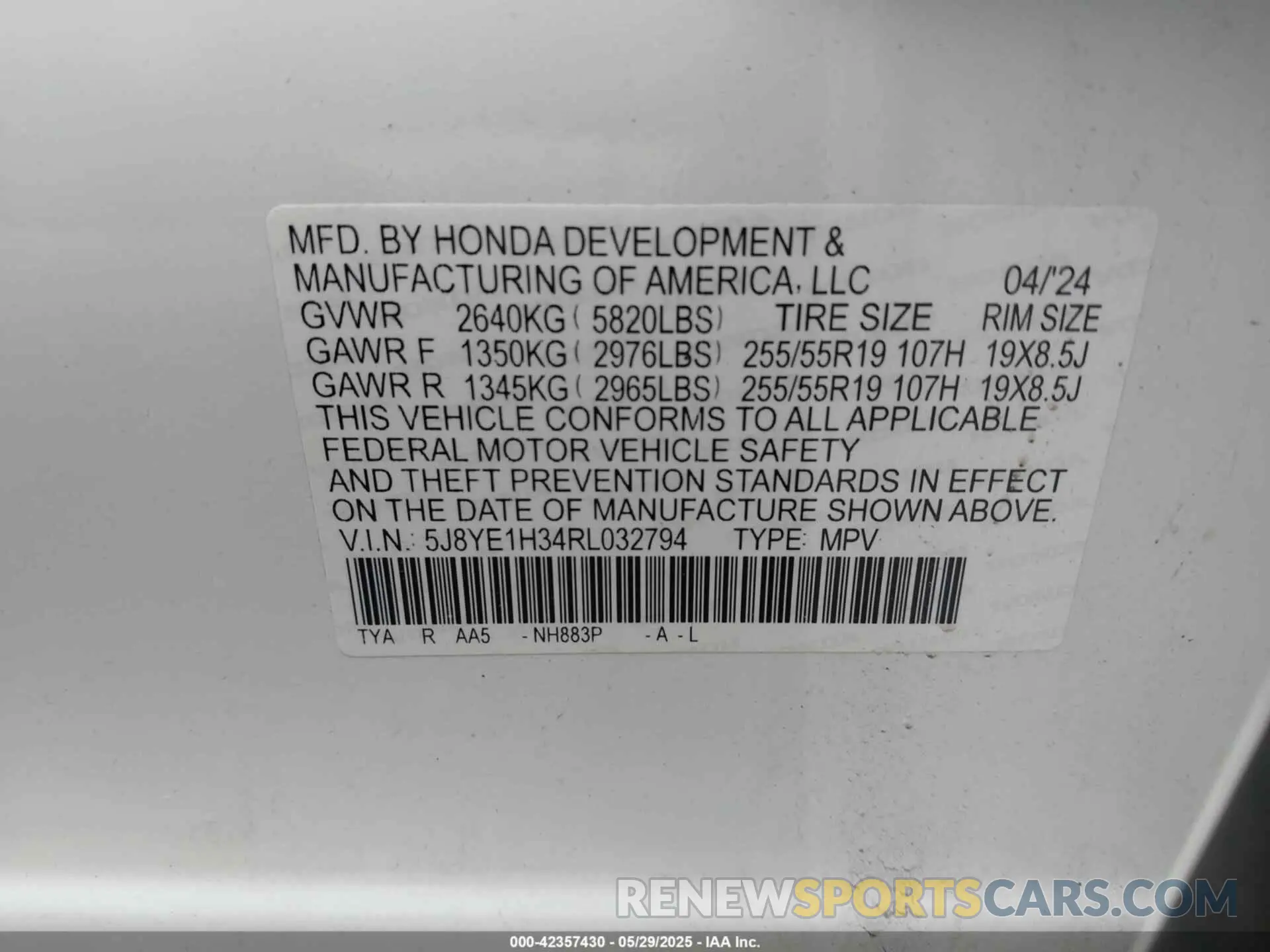 9 Фотография поврежденного автомобиля 5J8YE1H34RL032794 ACURA MDX 2024
