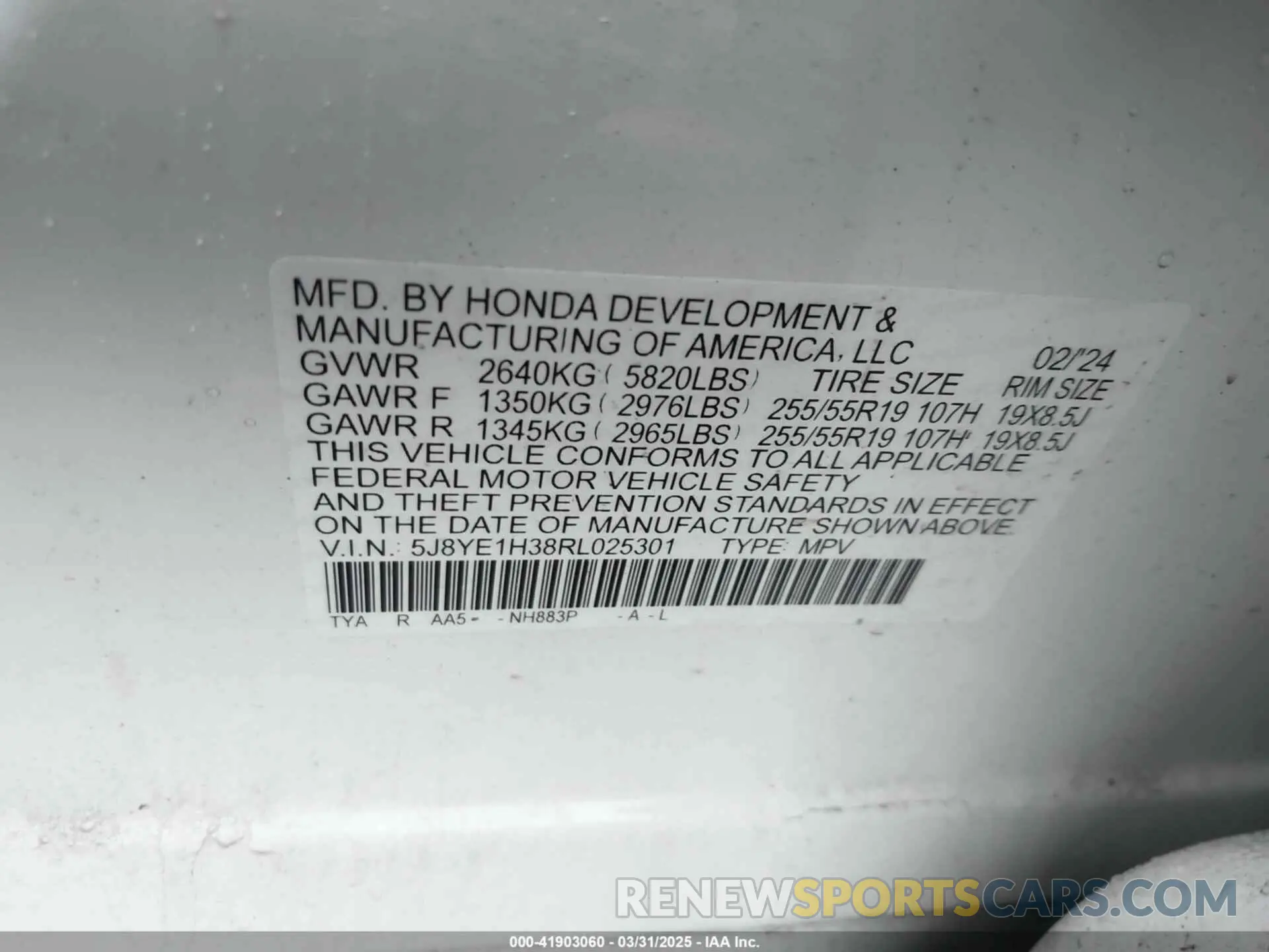 9 Фотография поврежденного автомобиля 5J8YE1H38RL025301 ACURA MDX 2024