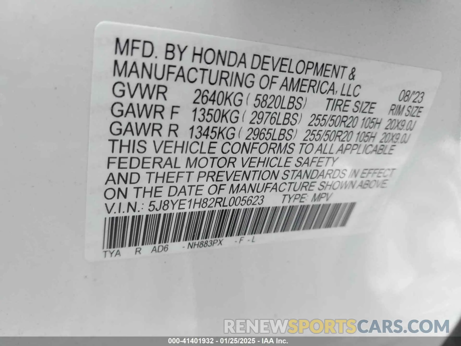 9 Photograph of a damaged car 5J8YE1H82RL005623 ACURA MDX 2024