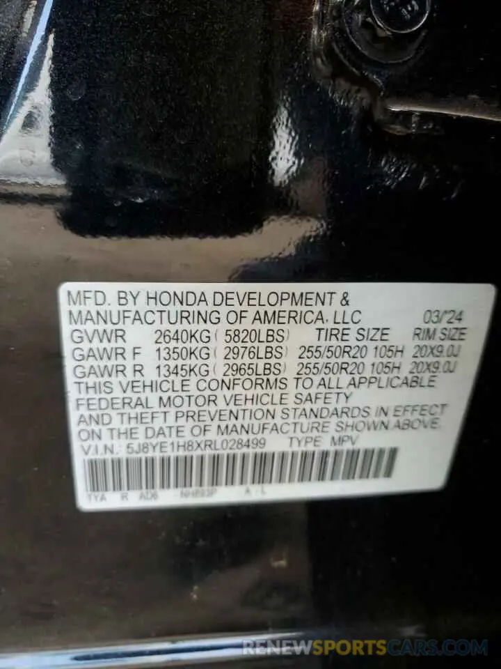 14 Photograph of a damaged car 5J8YE1H8XRL028499 ACURA MDX 2024