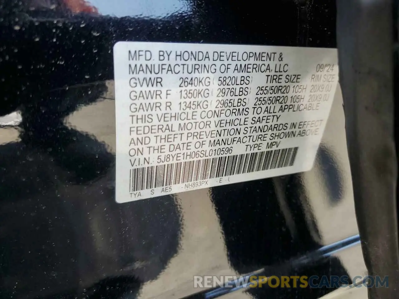13 Photograph of a damaged car 5J8YE1H06SL010596 ACURA MDX 2025