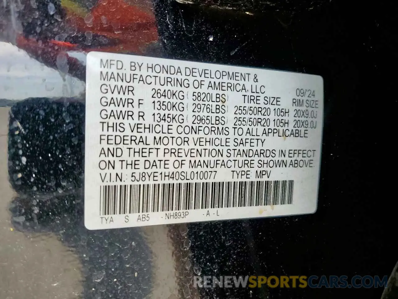 13 Photograph of a damaged car 5J8YE1H40SL010077 ACURA MDX 2025
