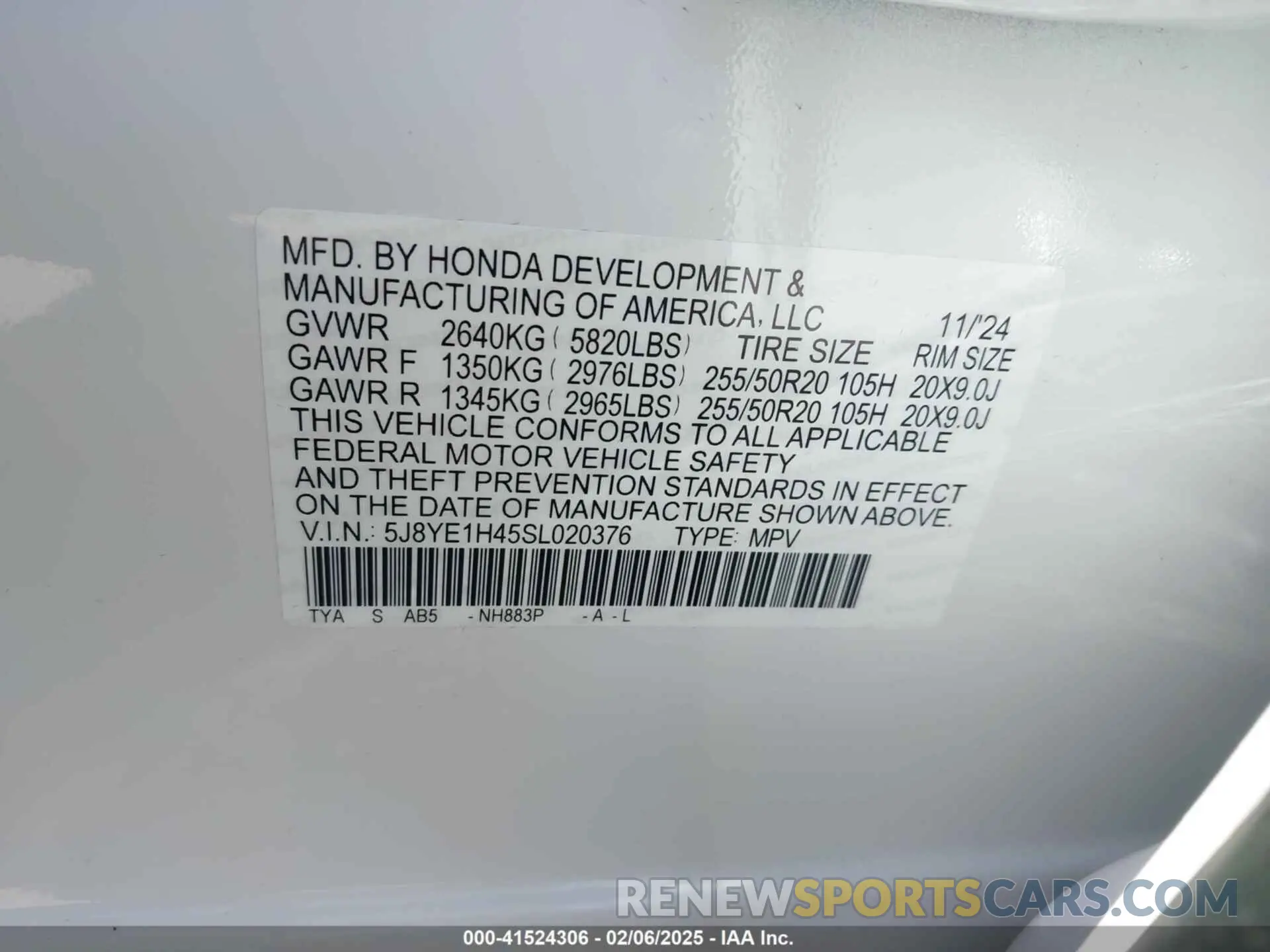 9 Фотография поврежденного автомобиля 5J8YE1H45SL020376 ACURA MDX 2025