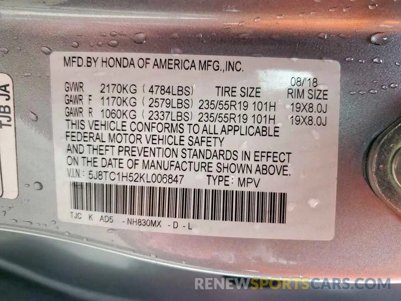 14 Фотография поврежденного автомобиля 5J8TC1H52KL006847 ACURA RDX 2019