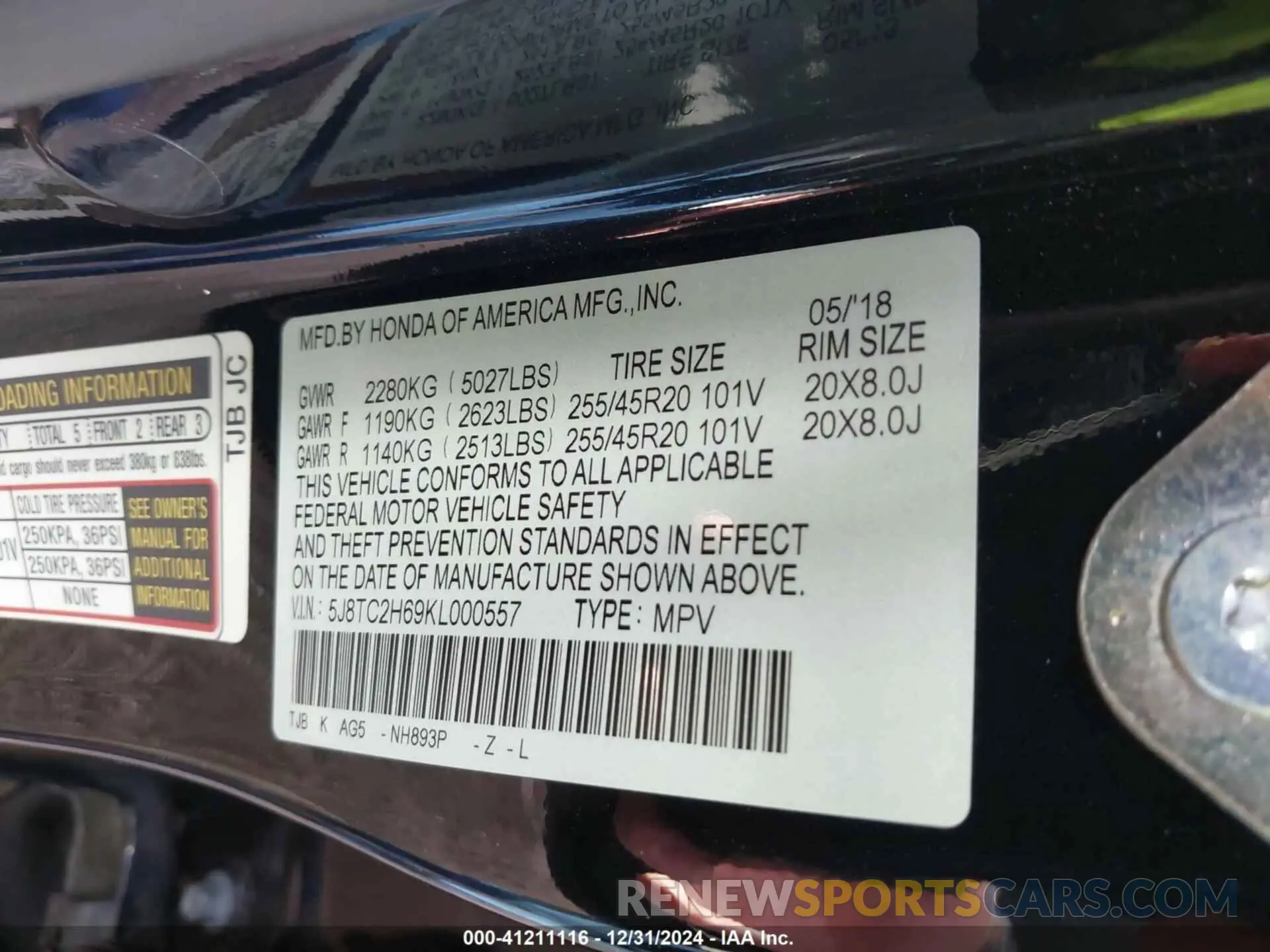 9 Фотография поврежденного автомобиля 5J8TC2H69KL000557 ACURA RDX 2019