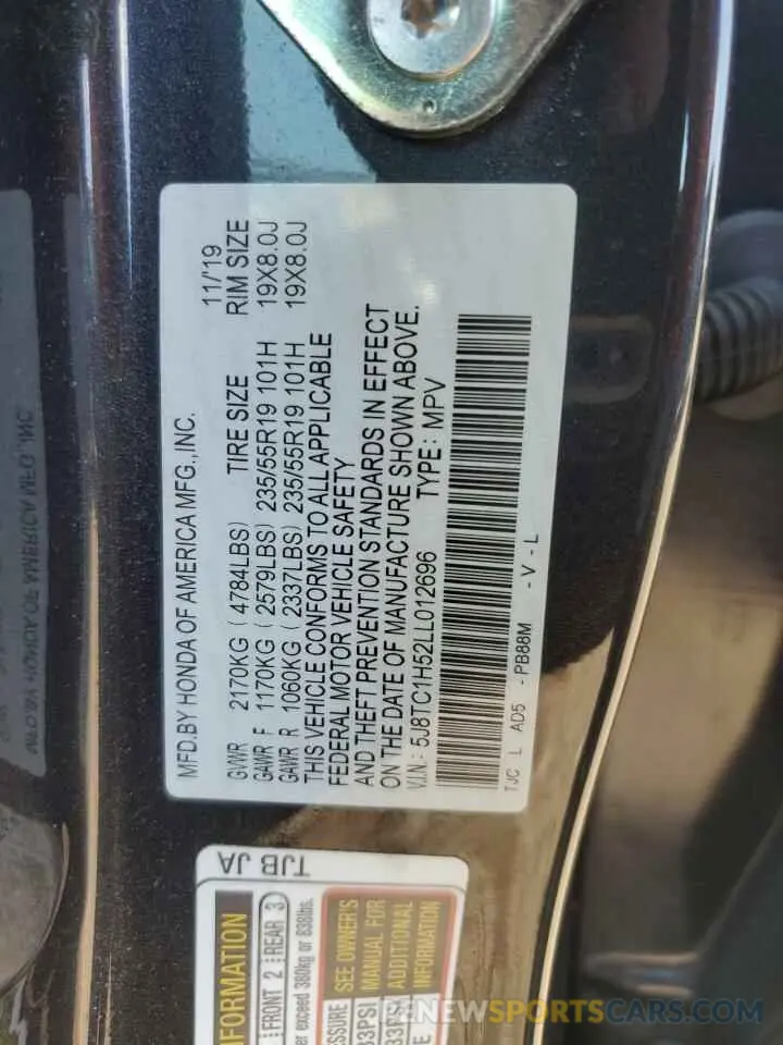 13 Photograph of a damaged car 5J8TC1H52LL012696 ACURA RDX 2020