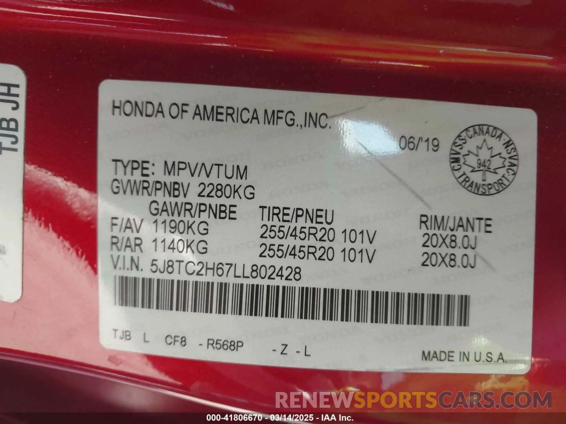 9 Фотография поврежденного автомобиля 5J8TC2H67LL802428 ACURA RDX 2020
