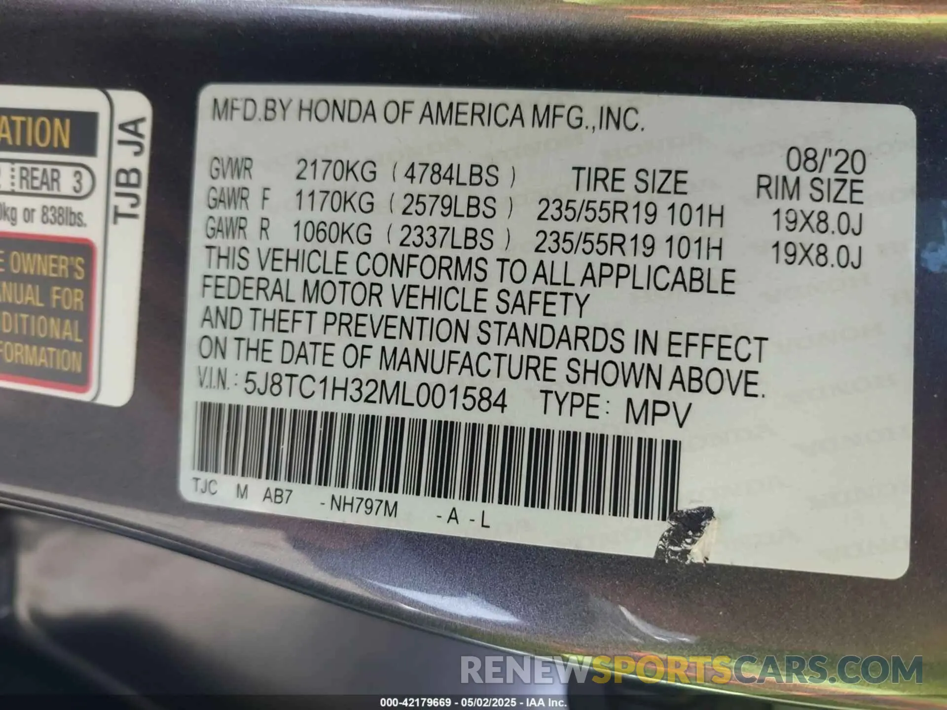 9 Фотография поврежденного автомобиля 5J8TC1H32ML001584 ACURA RDX 2021
