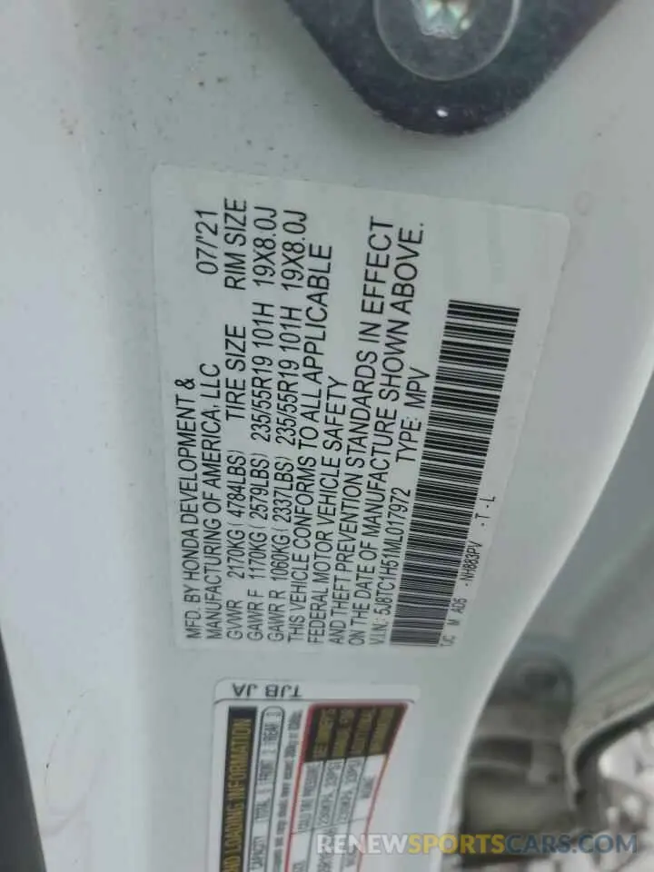 13 Фотография поврежденного автомобиля 5J8TC1H51ML017972 ACURA RDX 2021