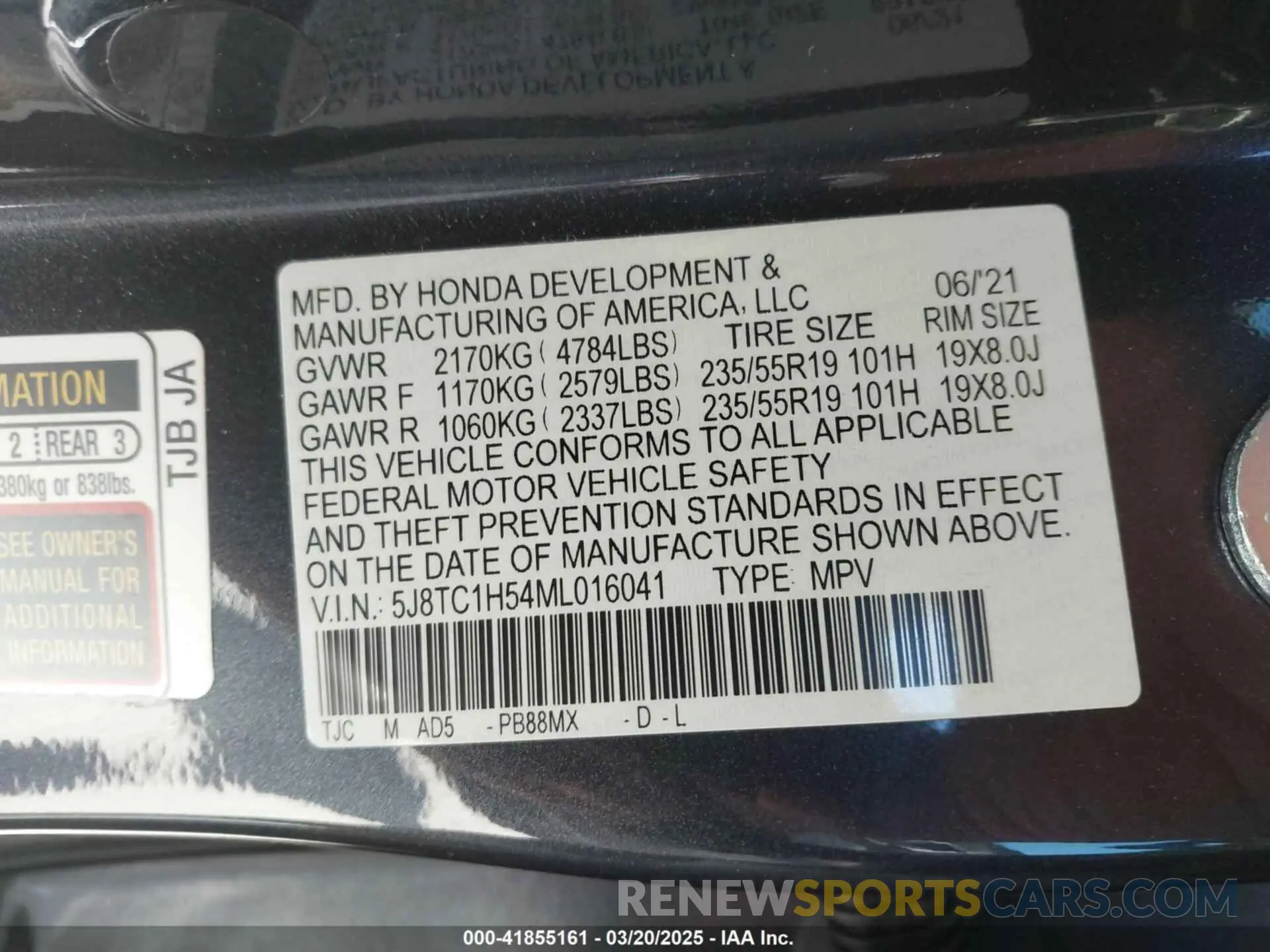9 Photograph of a damaged car 5J8TC1H54ML016041 ACURA RDX 2021