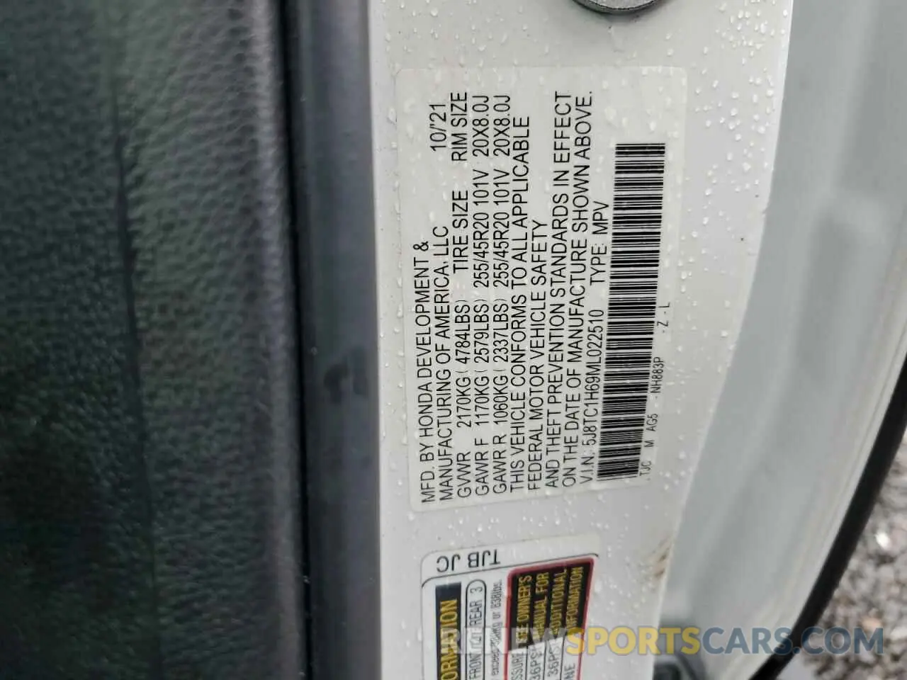 13 Photograph of a damaged car 5J8TC1H69ML022510 ACURA RDX 2021