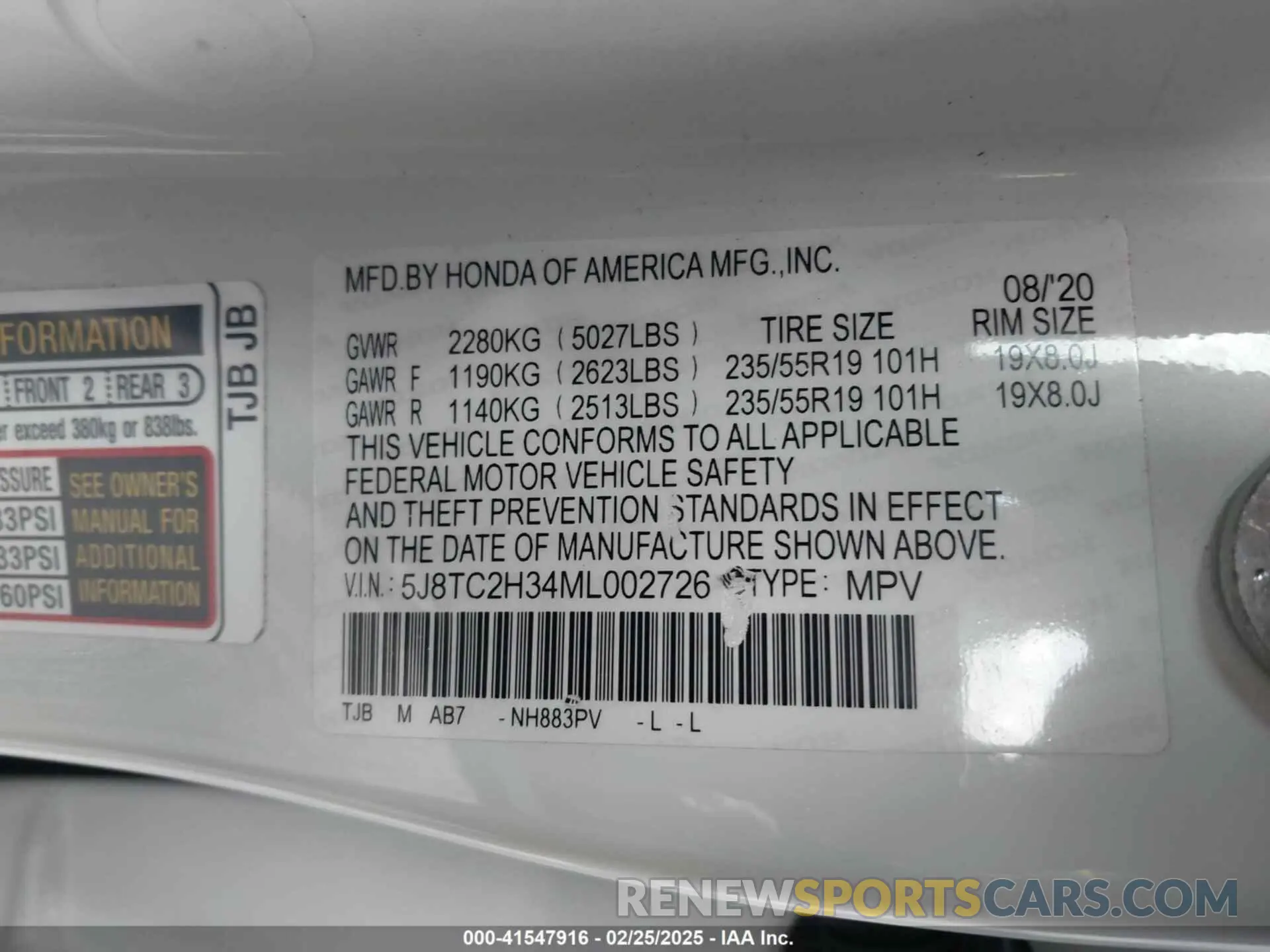 9 Фотография поврежденного автомобиля 5J8TC2H34ML002726 ACURA RDX 2021