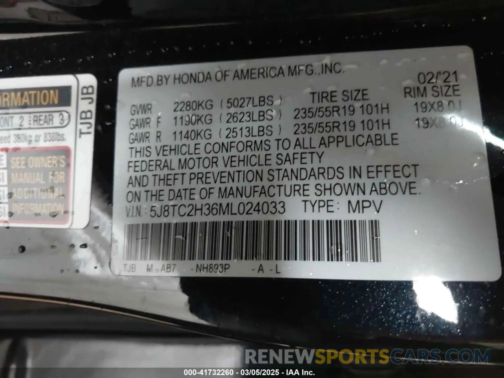 9 Фотография поврежденного автомобиля 5J8TC2H36ML024033 ACURA RDX 2021