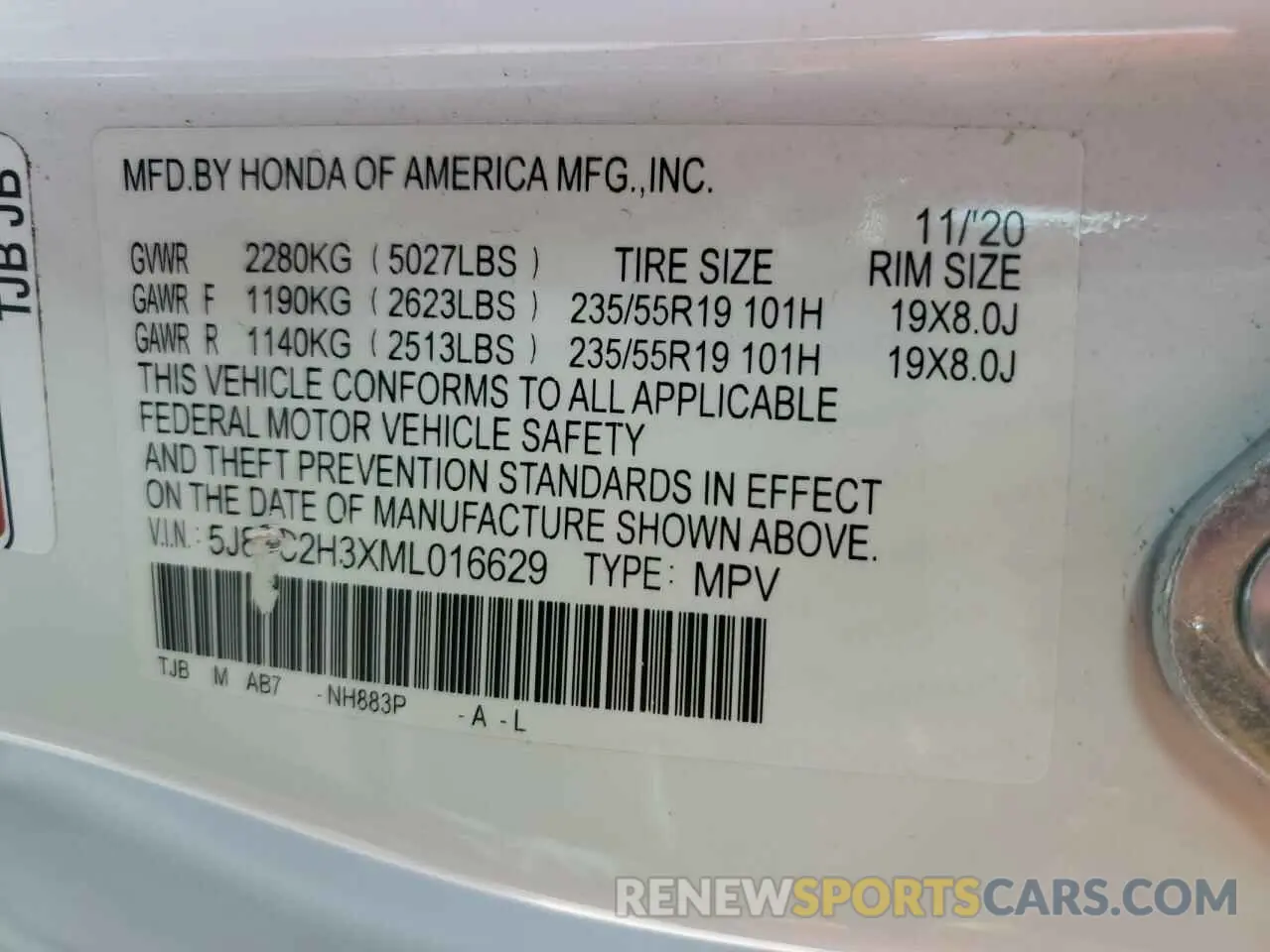 13 Photograph of a damaged car 5J8TC2H3XML016629 ACURA RDX 2021