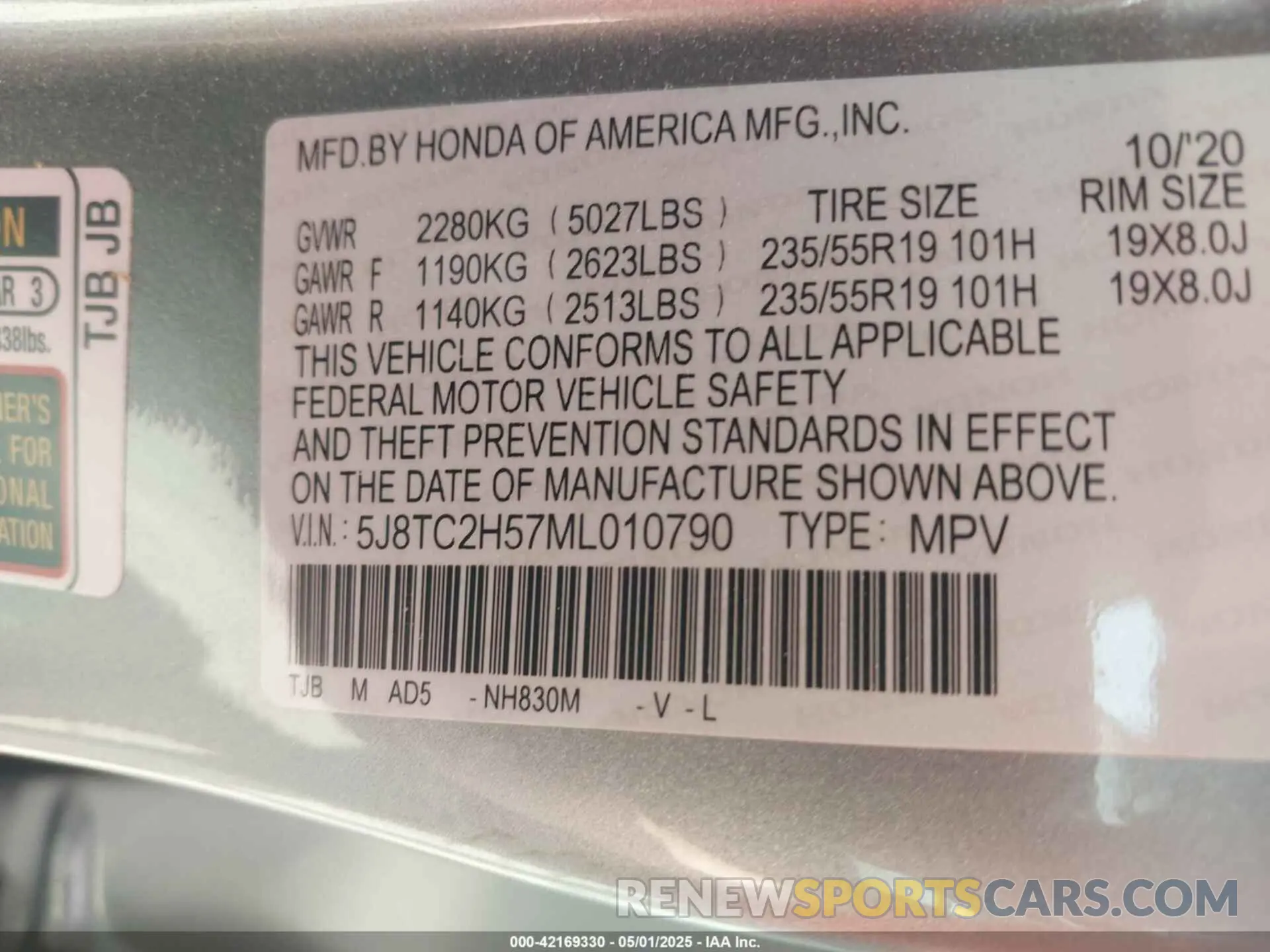 9 Photograph of a damaged car 5J8TC2H57ML010790 ACURA RDX 2021