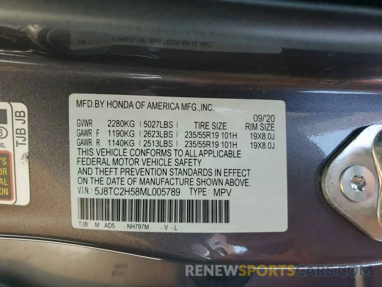 14 Photograph of a damaged car 5J8TC2H58ML005789 ACURA RDX 2021