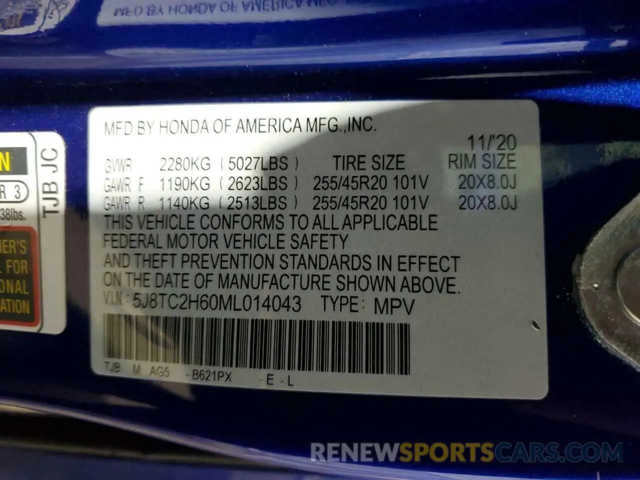 13 Фотография поврежденного автомобиля 5J8TC2H60ML014043 ACURA RDX 2021