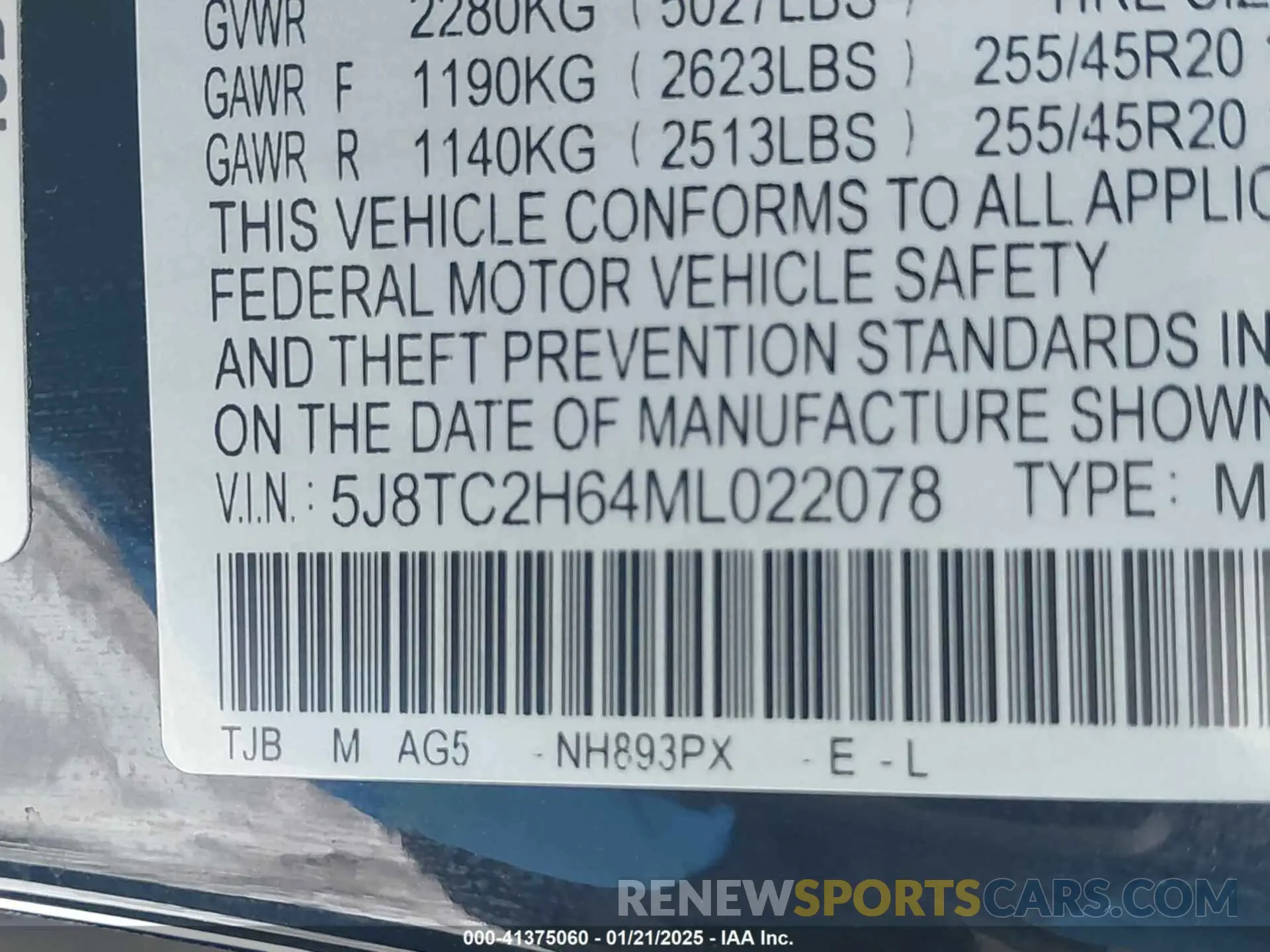 9 Photograph of a damaged car 5J8TC2H64ML022078 ACURA RDX 2021