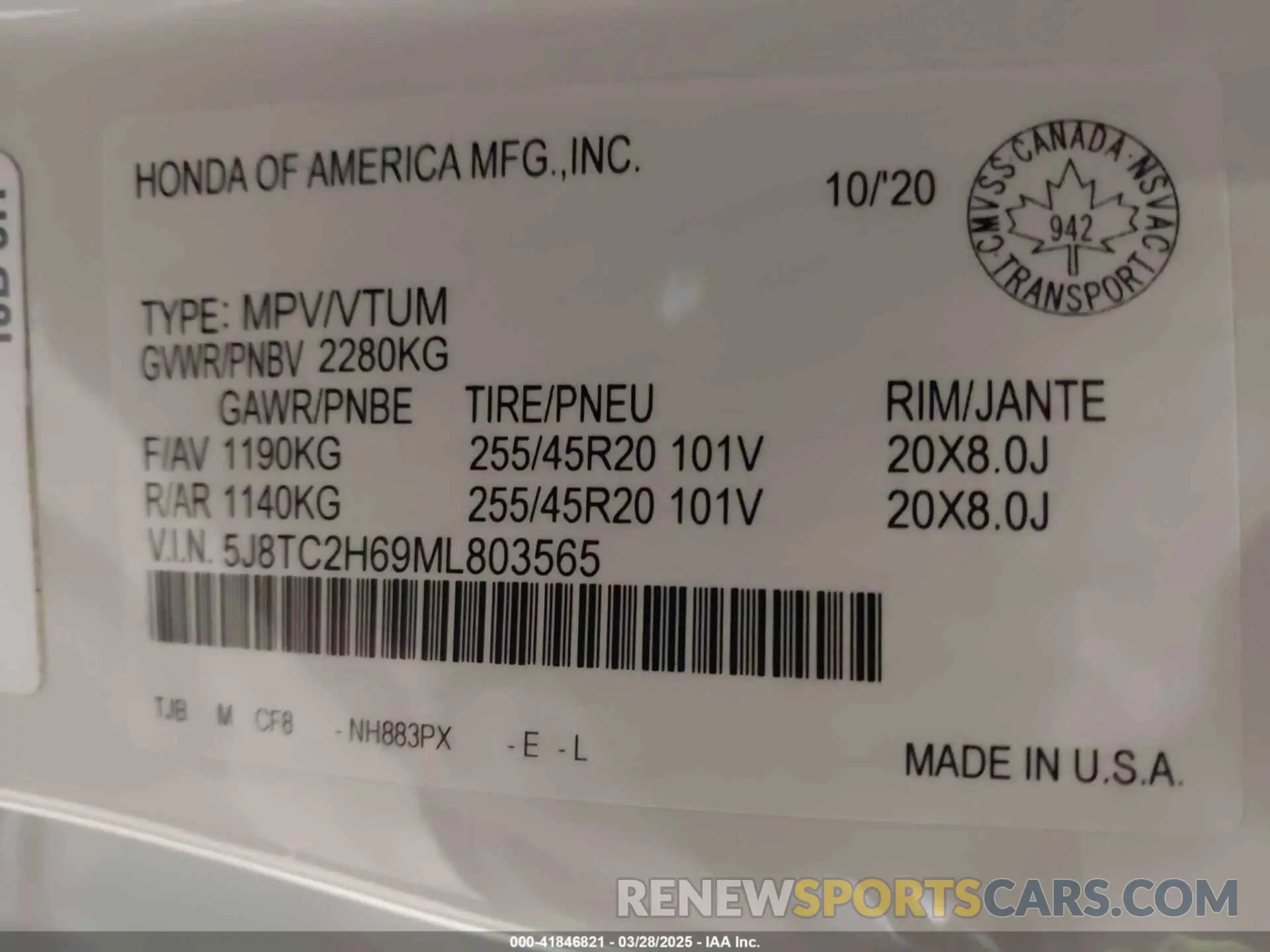 9 Фотография поврежденного автомобиля 5J8TC2H69ML803565 ACURA RDX 2021
