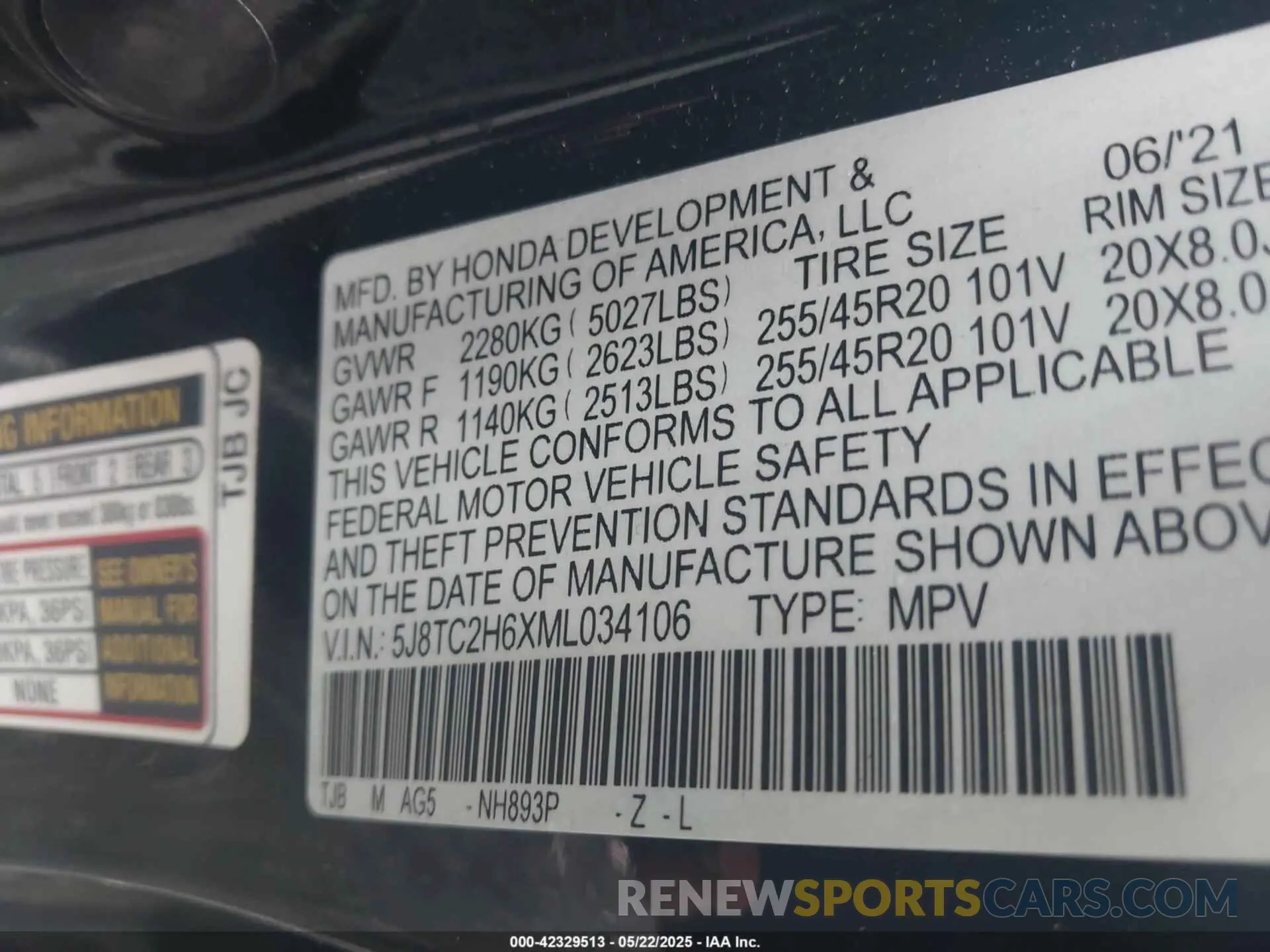 9 Photograph of a damaged car 5J8TC2H6XML034106 ACURA RDX 2021