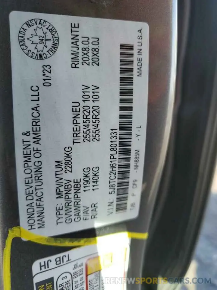 12 Фотография поврежденного автомобиля 5J8TC2H61PL801331 ACURA RDX 2023