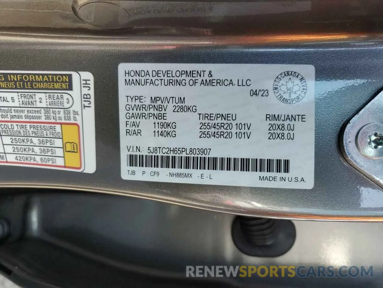 14 Photograph of a damaged car 5J8TC2H65PL803907 ACURA RDX 2023