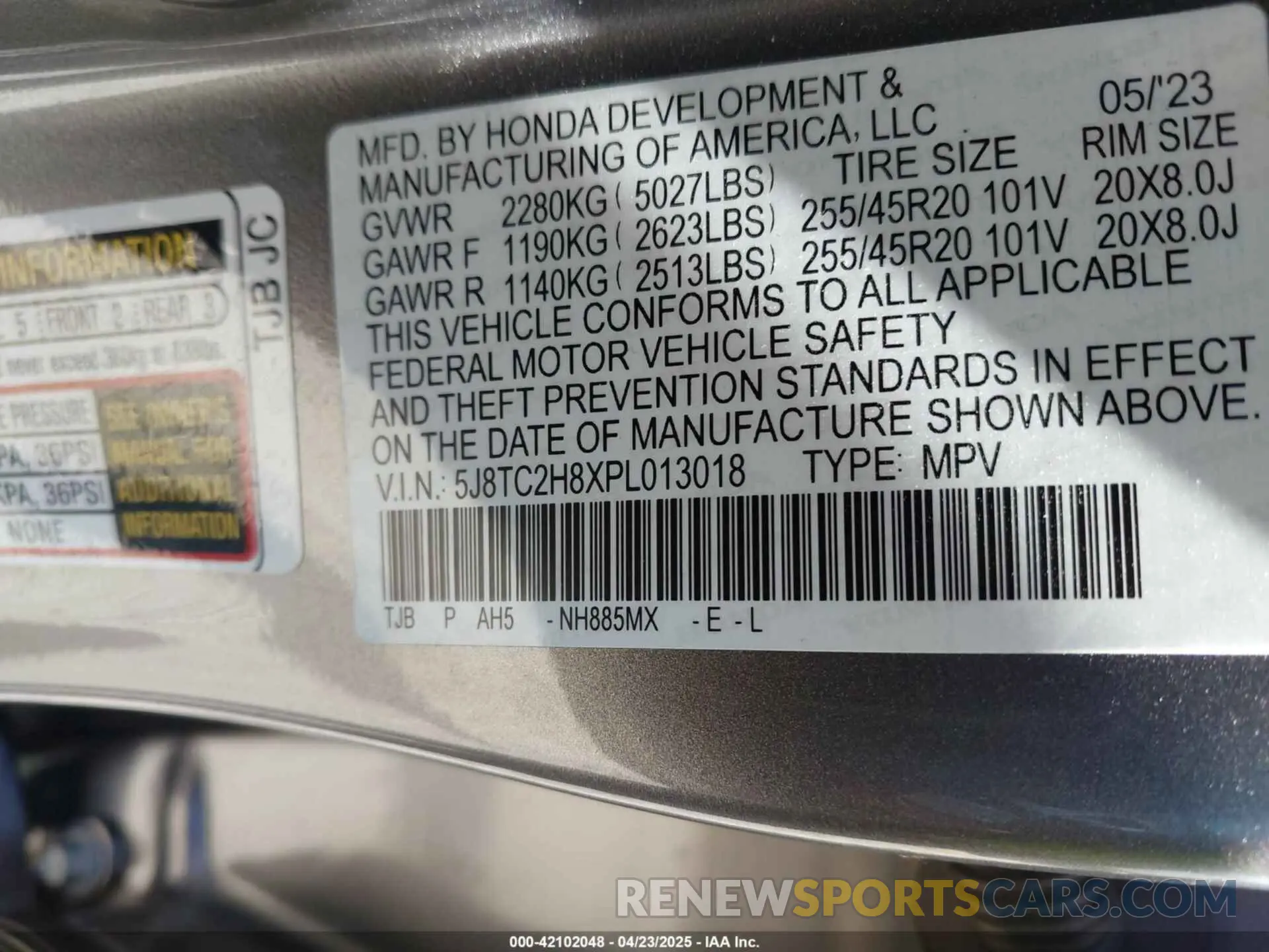9 Фотография поврежденного автомобиля 5J8TC2H8XPL013018 ACURA RDX 2023