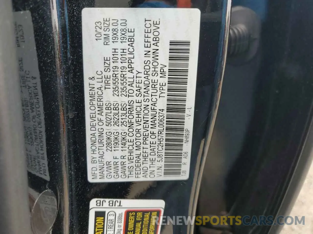 14 Фотография поврежденного автомобиля 5J8TC2H57RL006374 ACURA RDX 2024