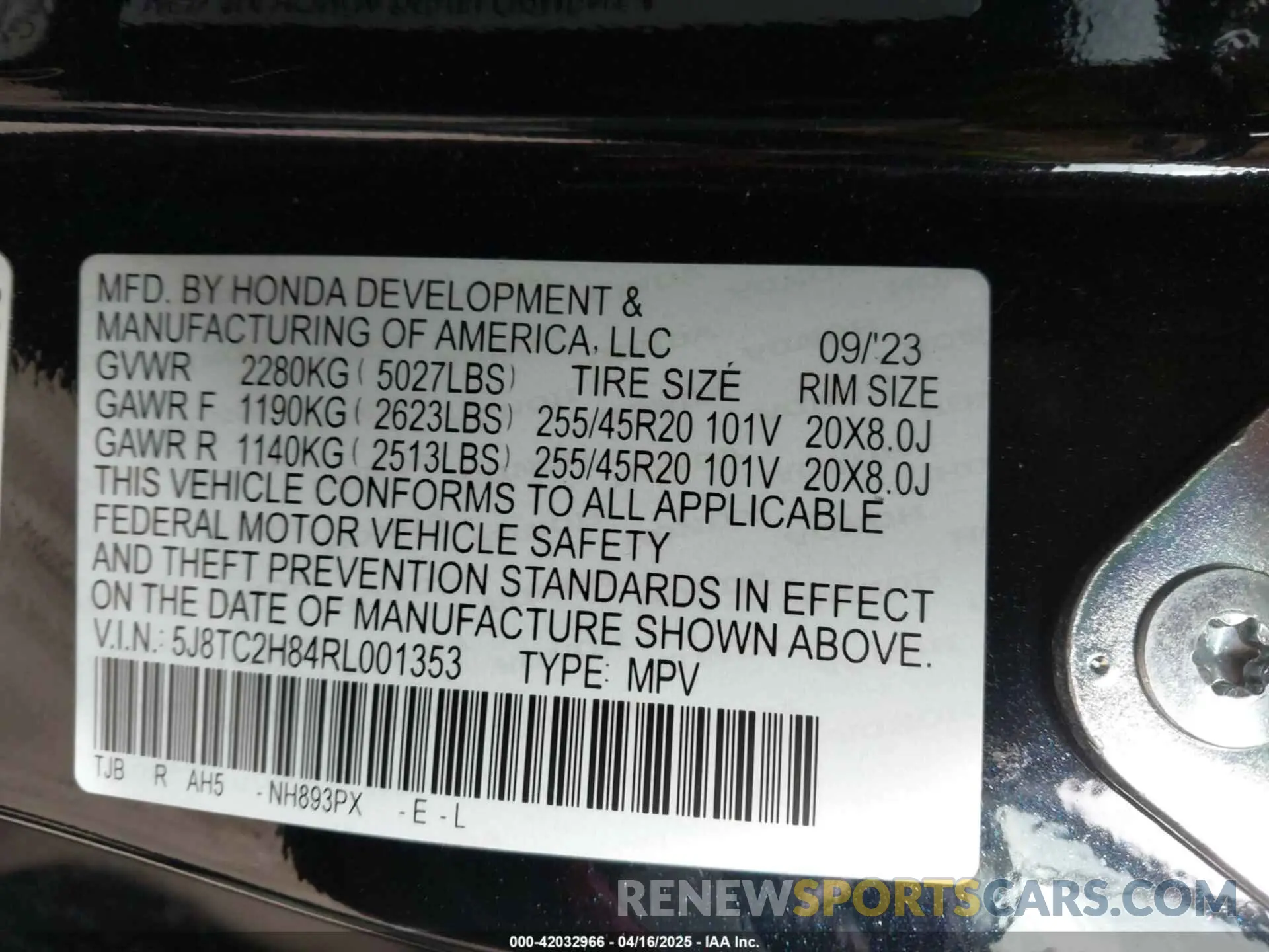 9 Фотография поврежденного автомобиля 5J8TC2H84RL001353 ACURA RDX 2024