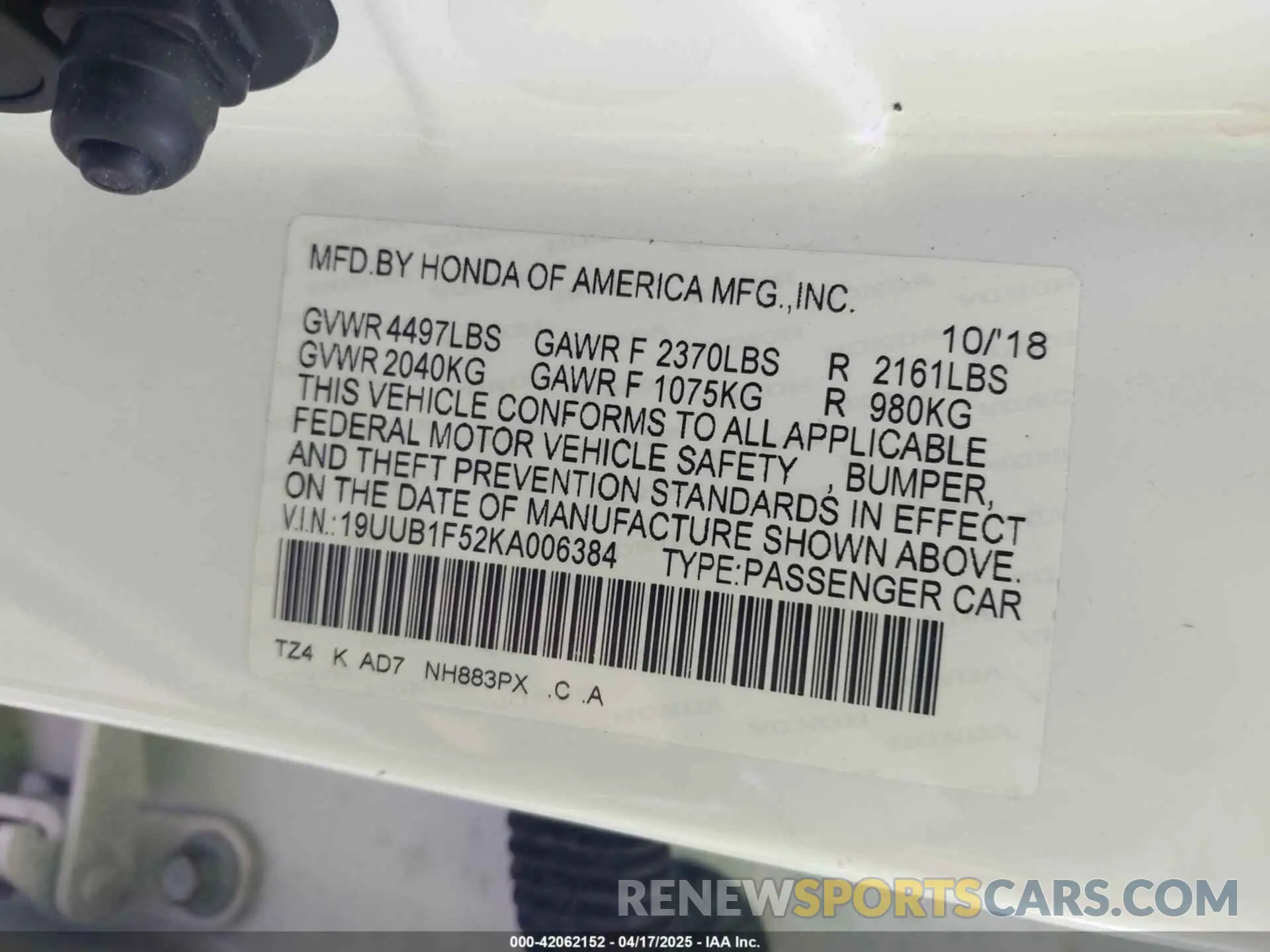 9 Photograph of a damaged car 19UUB1F52KA006384 ACURA TLX 2019