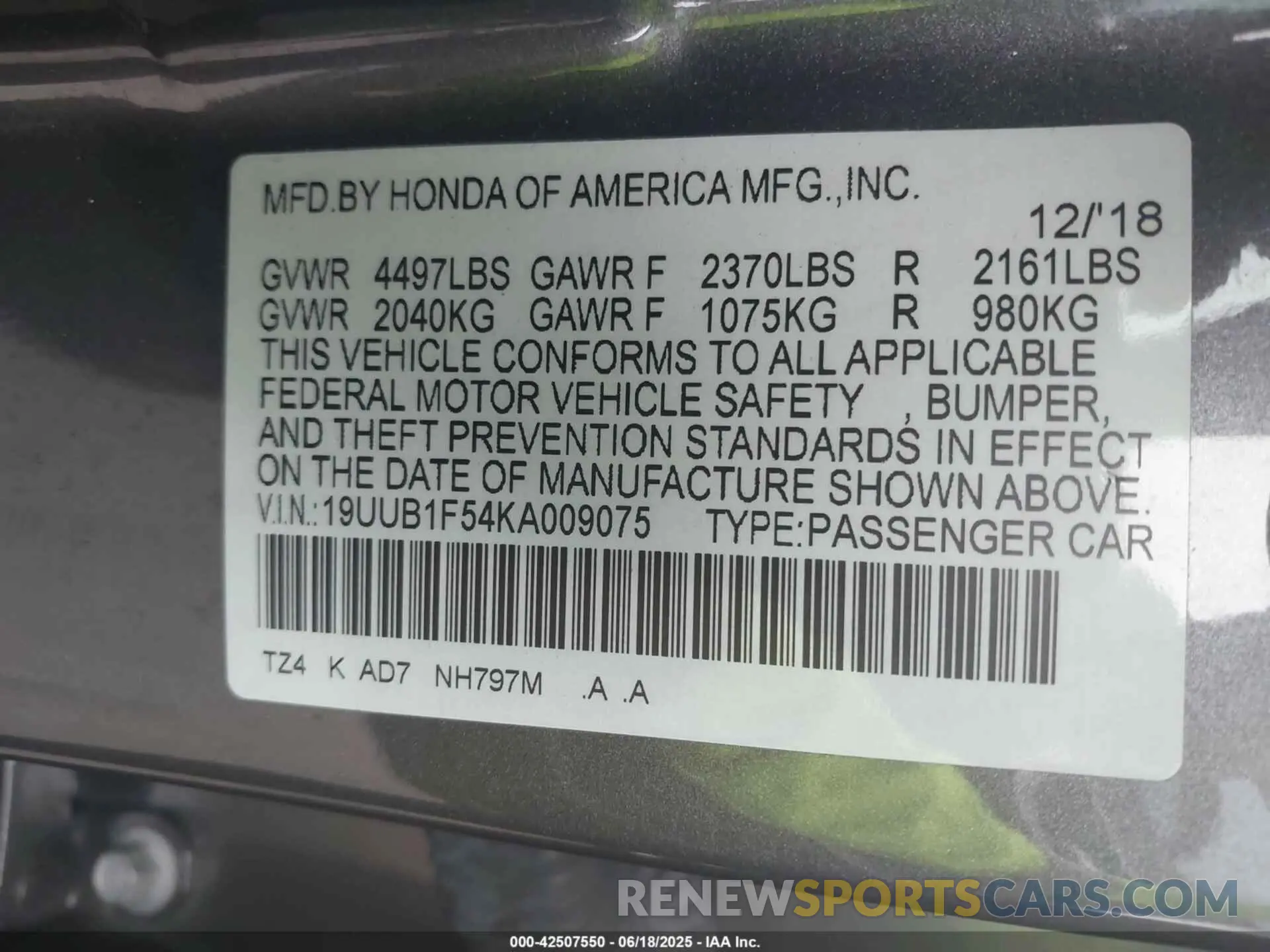 9 Photograph of a damaged car 19UUB1F54KA009075 ACURA TLX 2019