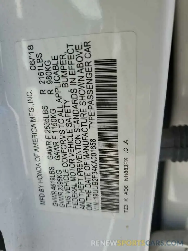 13 Photograph of a damaged car 19UUB2F34KA001658 ACURA TLX 2019