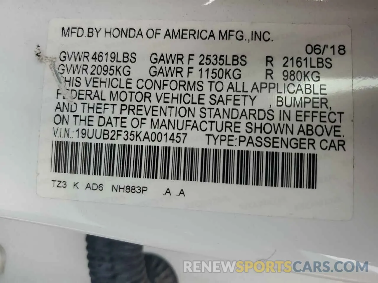 12 Фотография поврежденного автомобиля 19UUB2F35KA001457 ACURA TLX 2019