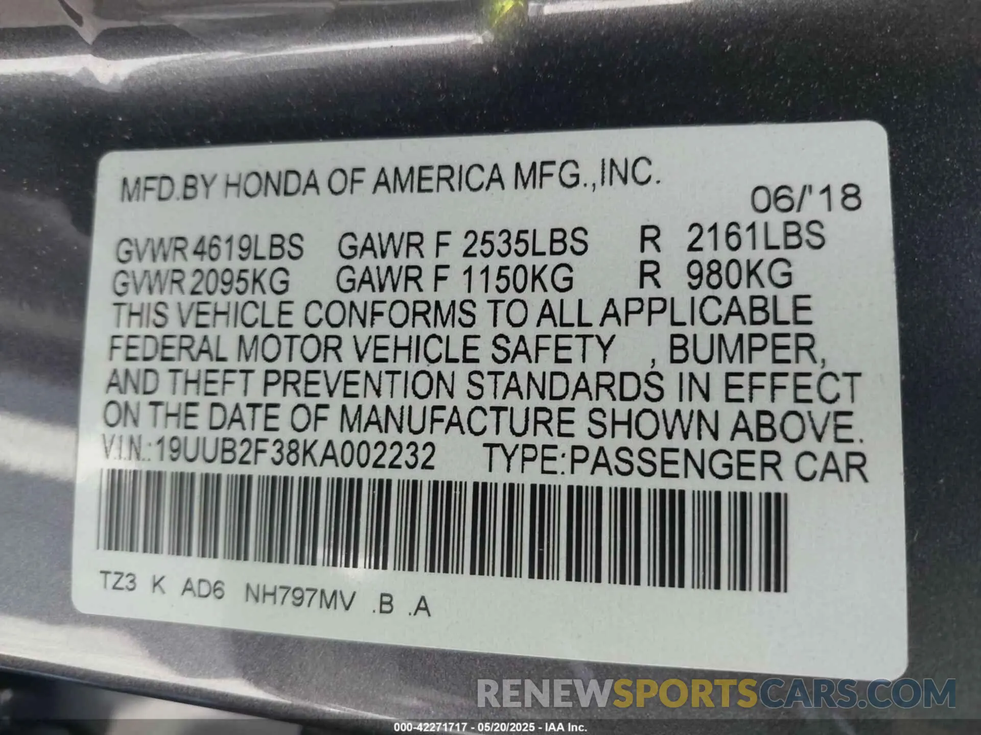 9 Фотография поврежденного автомобиля 19UUB2F38KA002232 ACURA TLX 2019