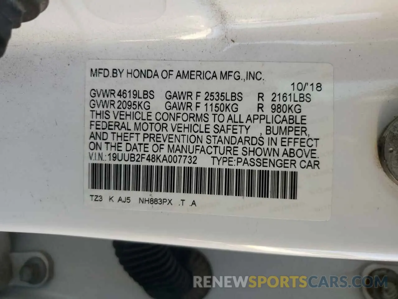 12 Photograph of a damaged car 19UUB2F48KA007732 ACURA TLX 2019