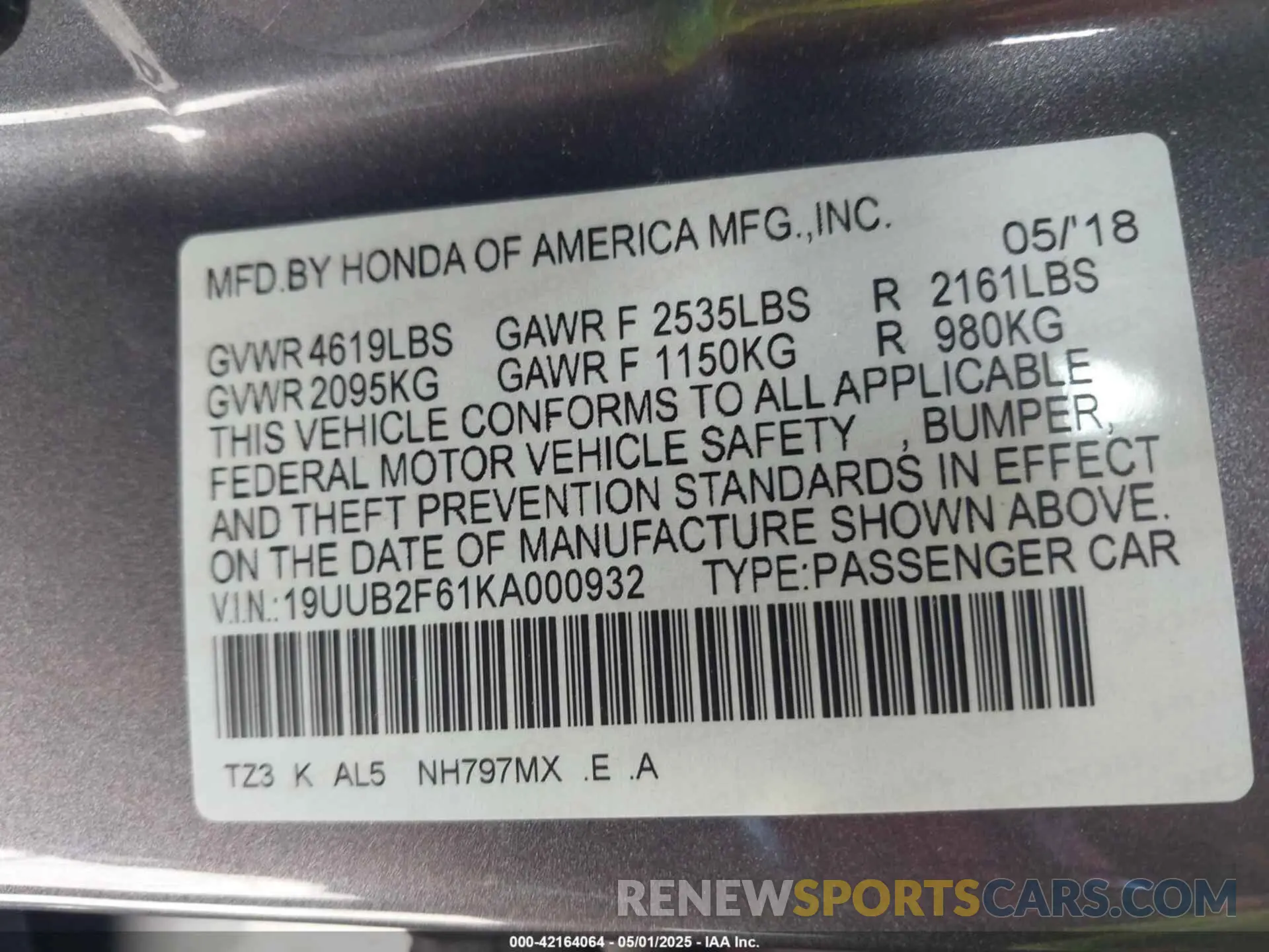 9 Photograph of a damaged car 19UUB2F61KA000932 ACURA TLX 2019