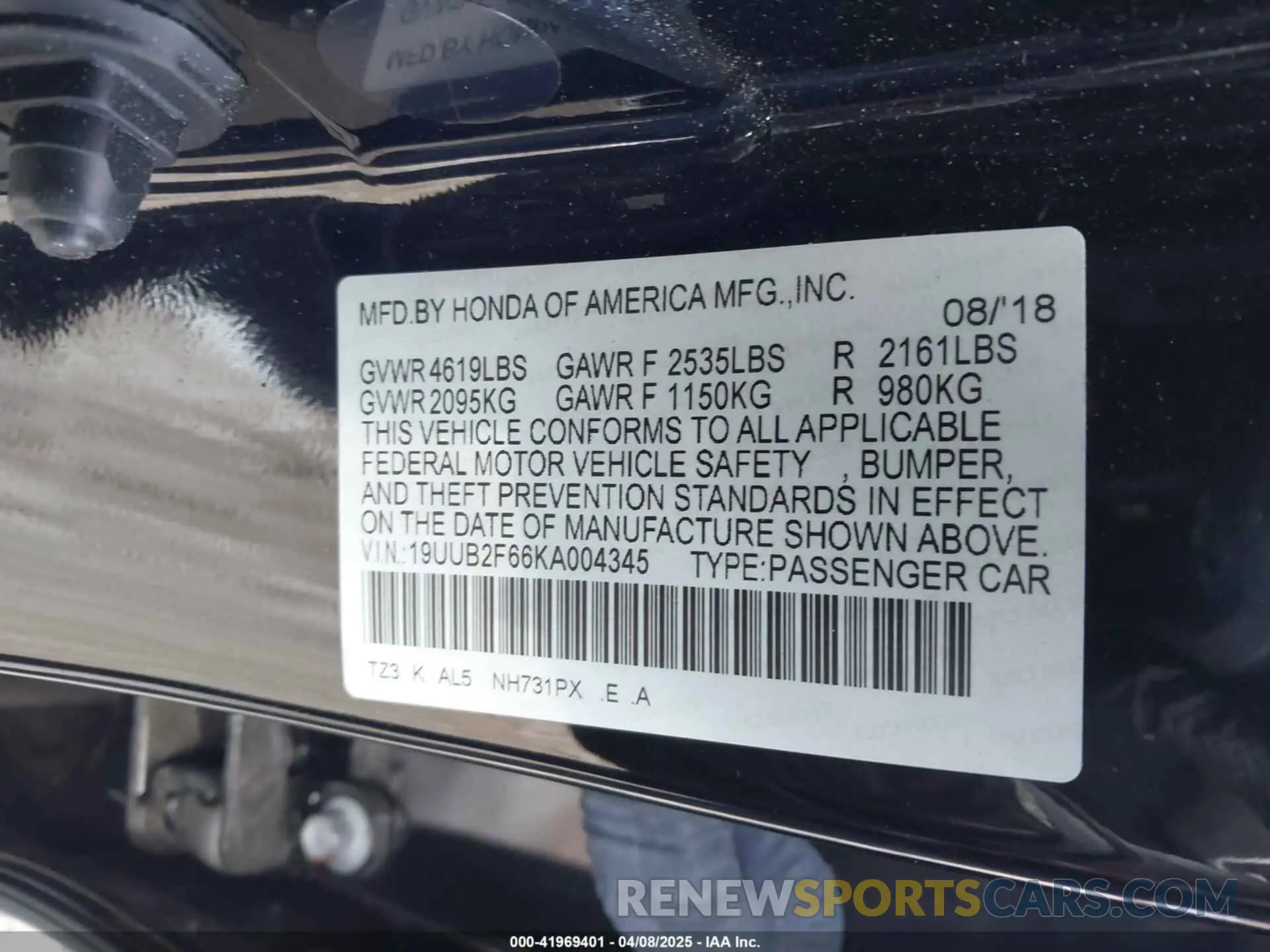 9 Photograph of a damaged car 19UUB2F66KA004345 ACURA TLX 2019