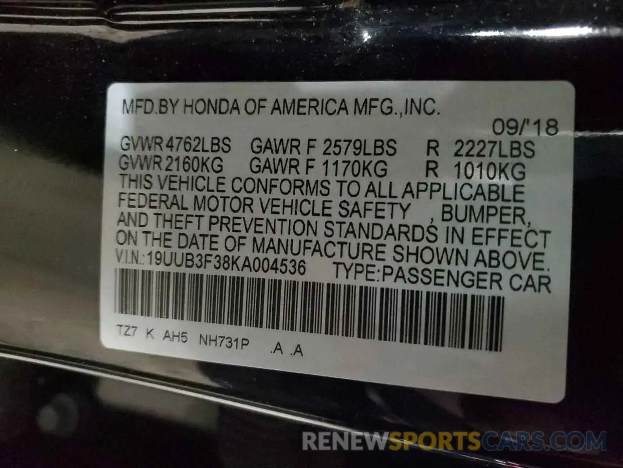 14 Photograph of a damaged car 19UUB3F38KA004536 ACURA TLX 2019