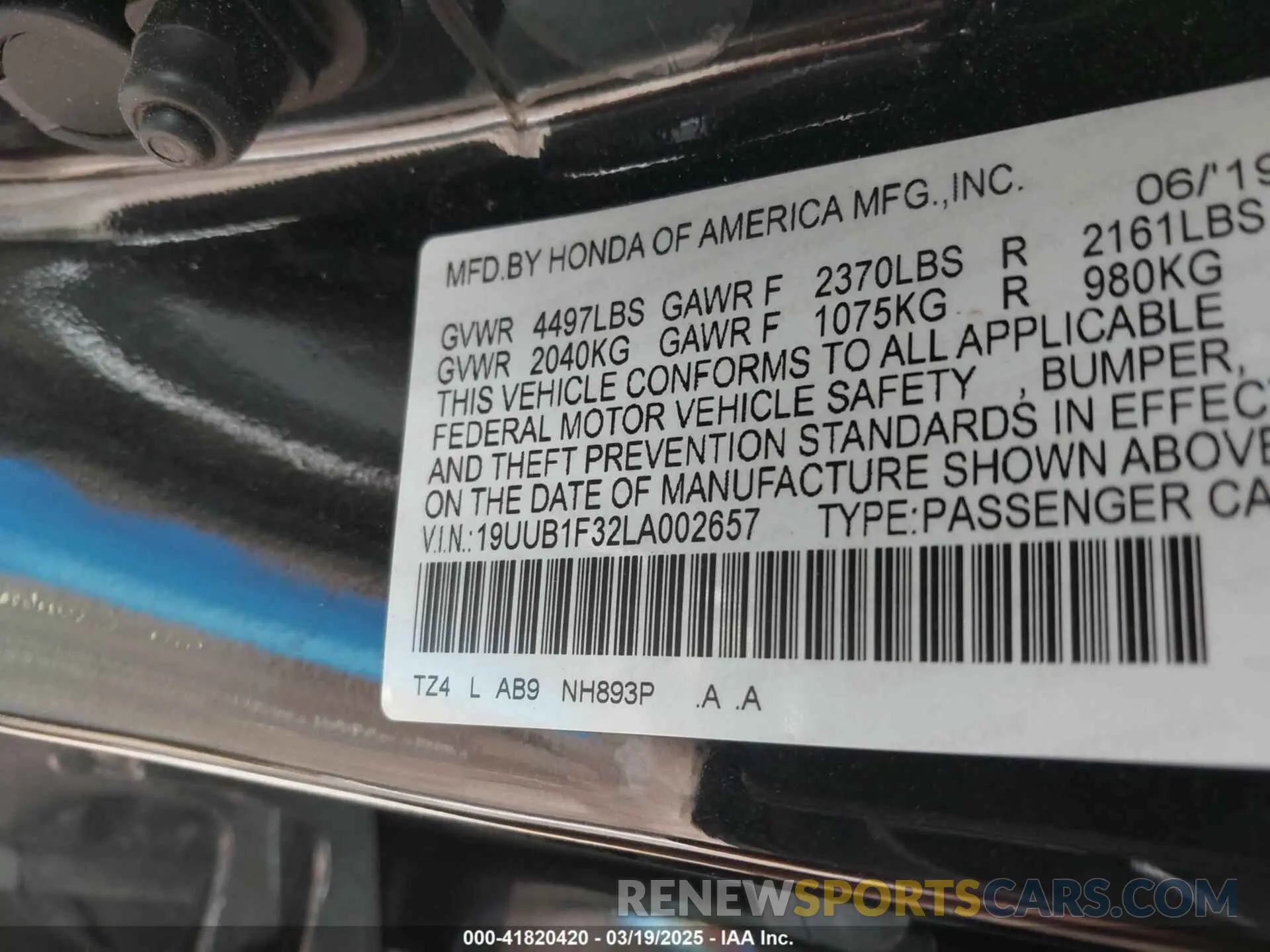 9 Photograph of a damaged car 19UUB1F32LA002657 ACURA TLX 2020
