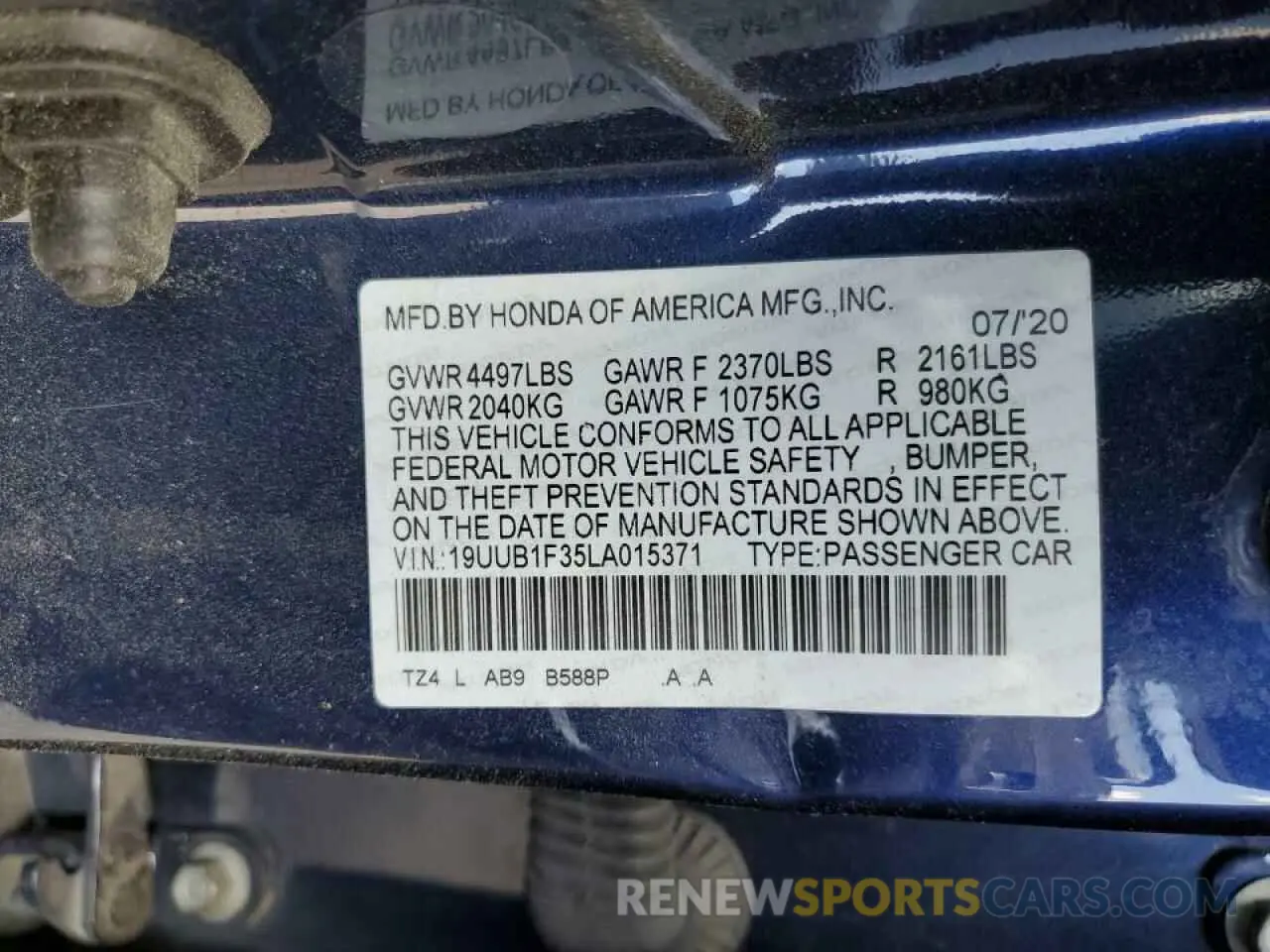 12 Photograph of a damaged car 19UUB1F35LA015371 ACURA TLX 2020