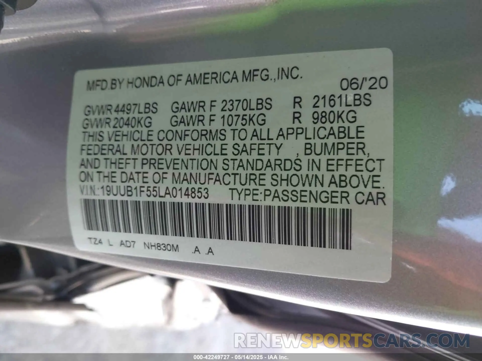 9 Photograph of a damaged car 19UUB1F55LA014853 ACURA TLX 2020