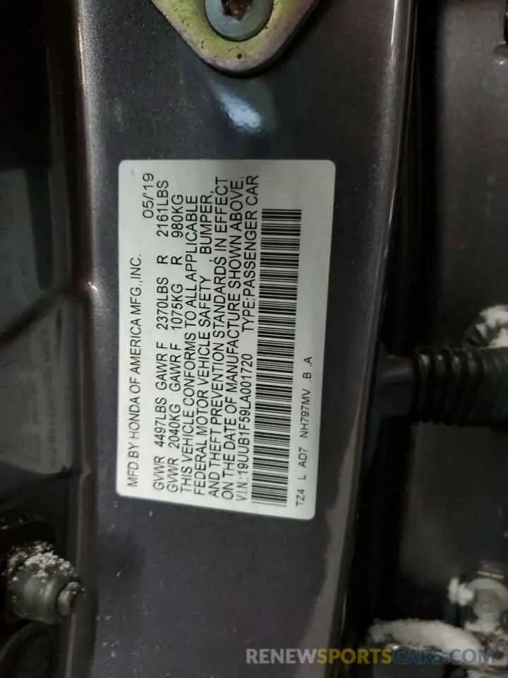 12 Photograph of a damaged car 19UUB1F59LA001720 ACURA TLX 2020