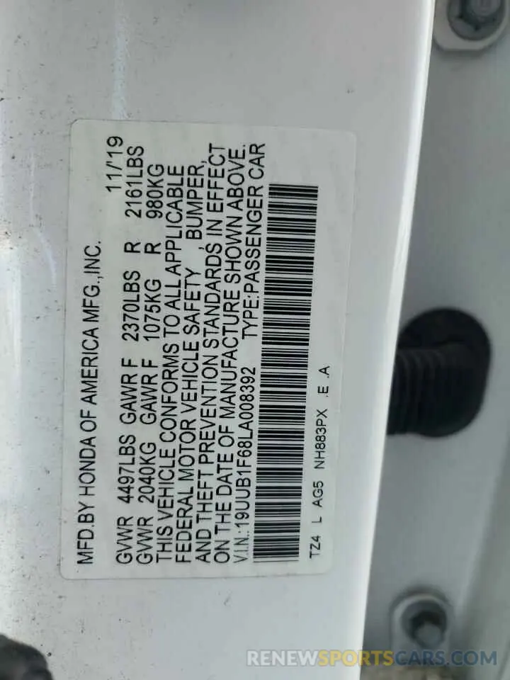 12 Фотография поврежденного автомобиля 19UUB1F68LA008392 ACURA TLX 2020